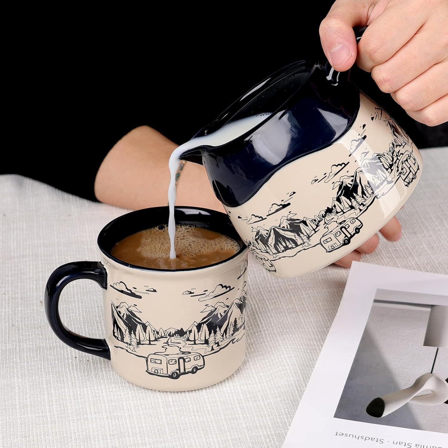 INGOFIN Creme de cerâmica com alça – jarra pequena, recipien... - Image 7