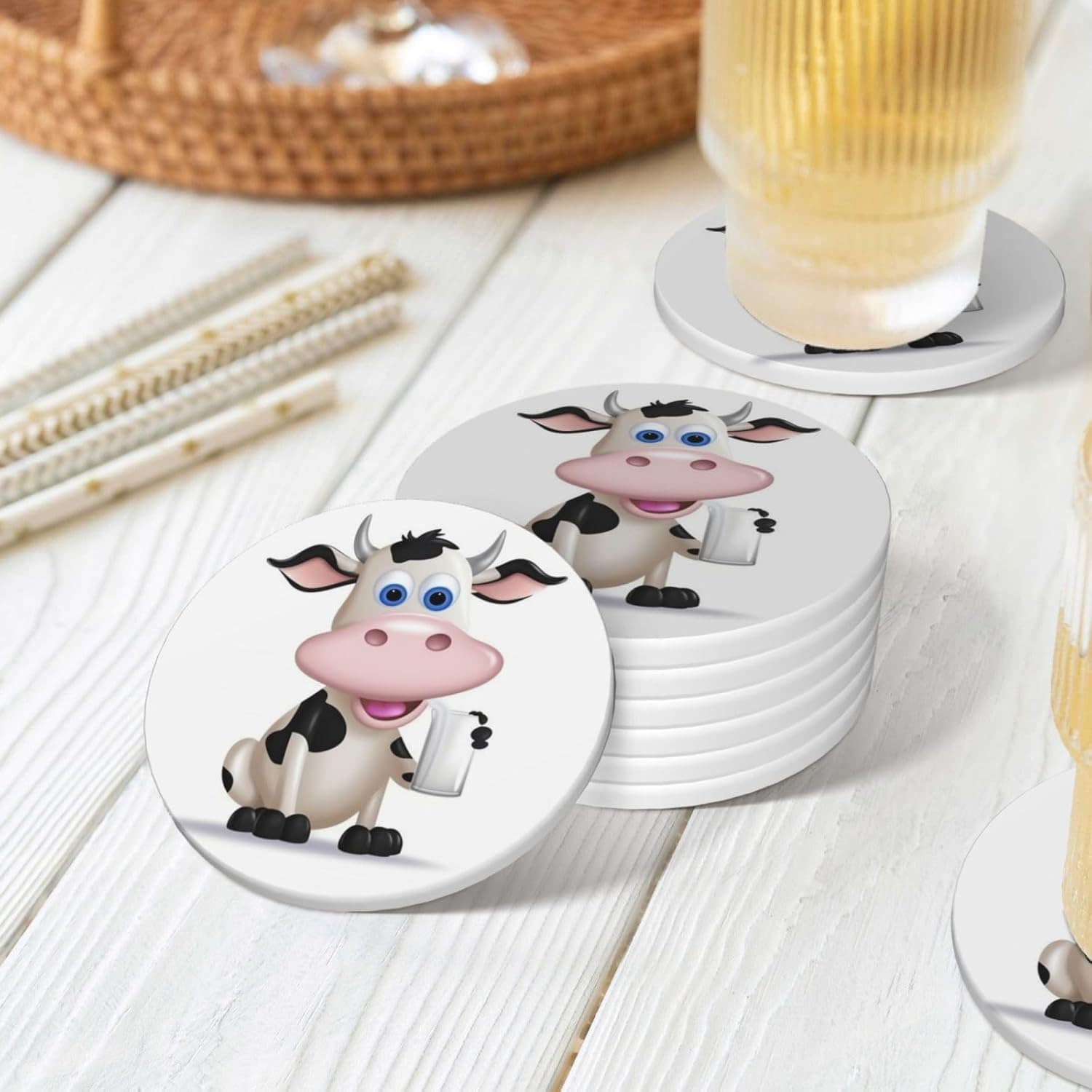 Porta-copos de vaca leiteira para bebidas com suporte conjun... - Image 8