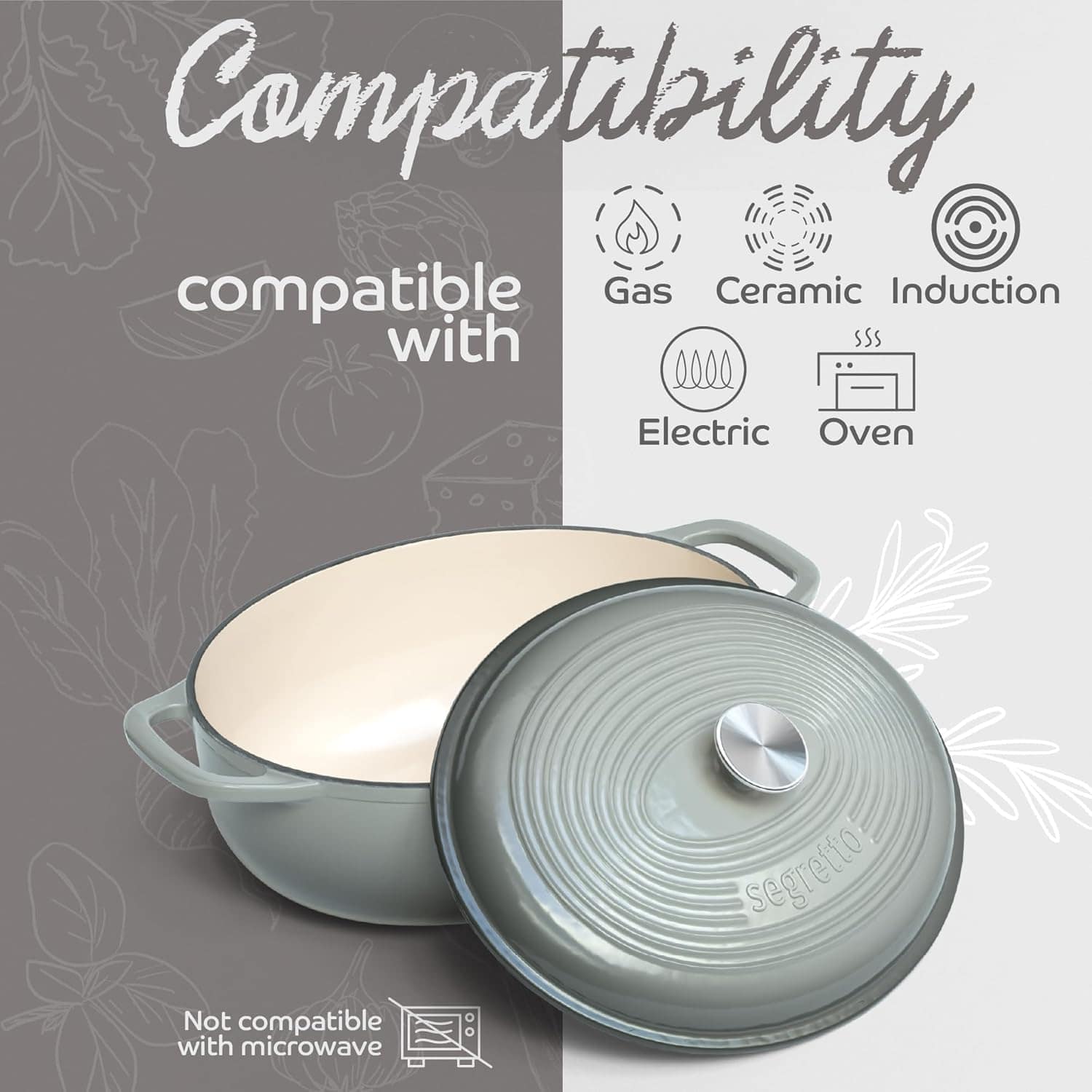 Segretto Cookware Forno holandês oval esmaltado de ferro fun... - Image 6