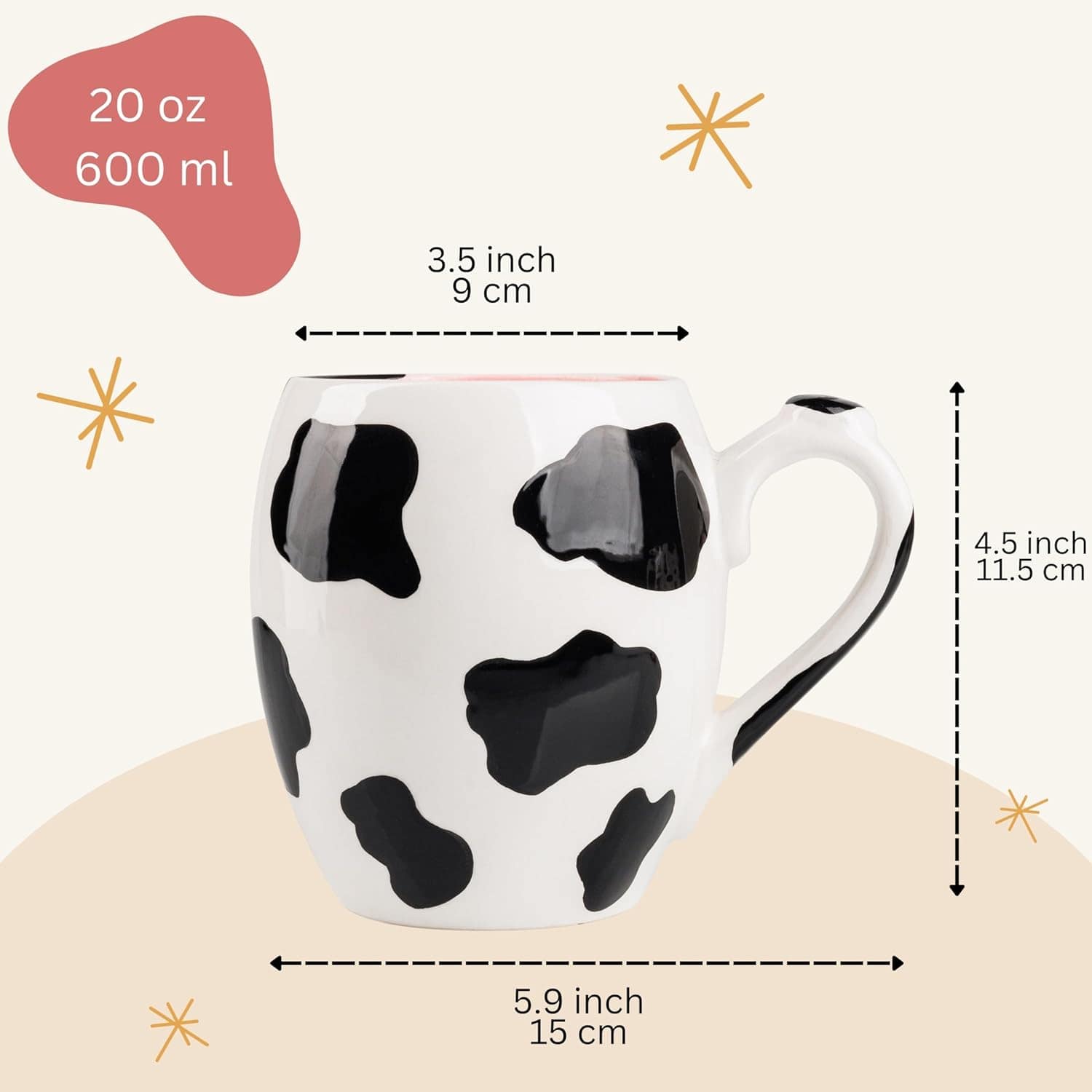 SWEETLO Caneca de café de vaca grande Copa de cerâmica - Can... - Image 3