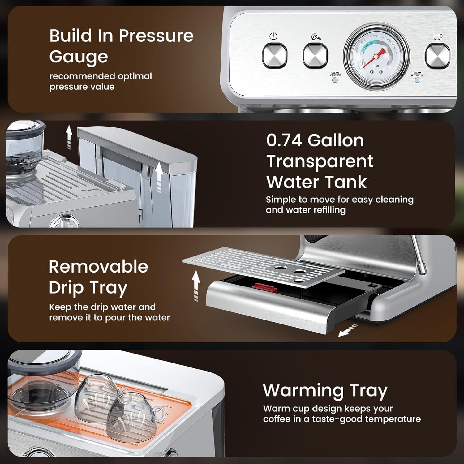 Electactic Máquina de café expresso com moedor, máquina de c... - Image 4