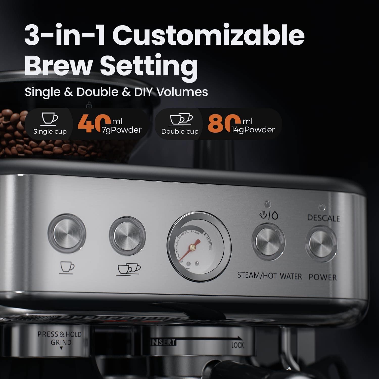 JZ.CAFE Máquina De Café Expresso Com Moedor - Máquinas Profi... - Image 2