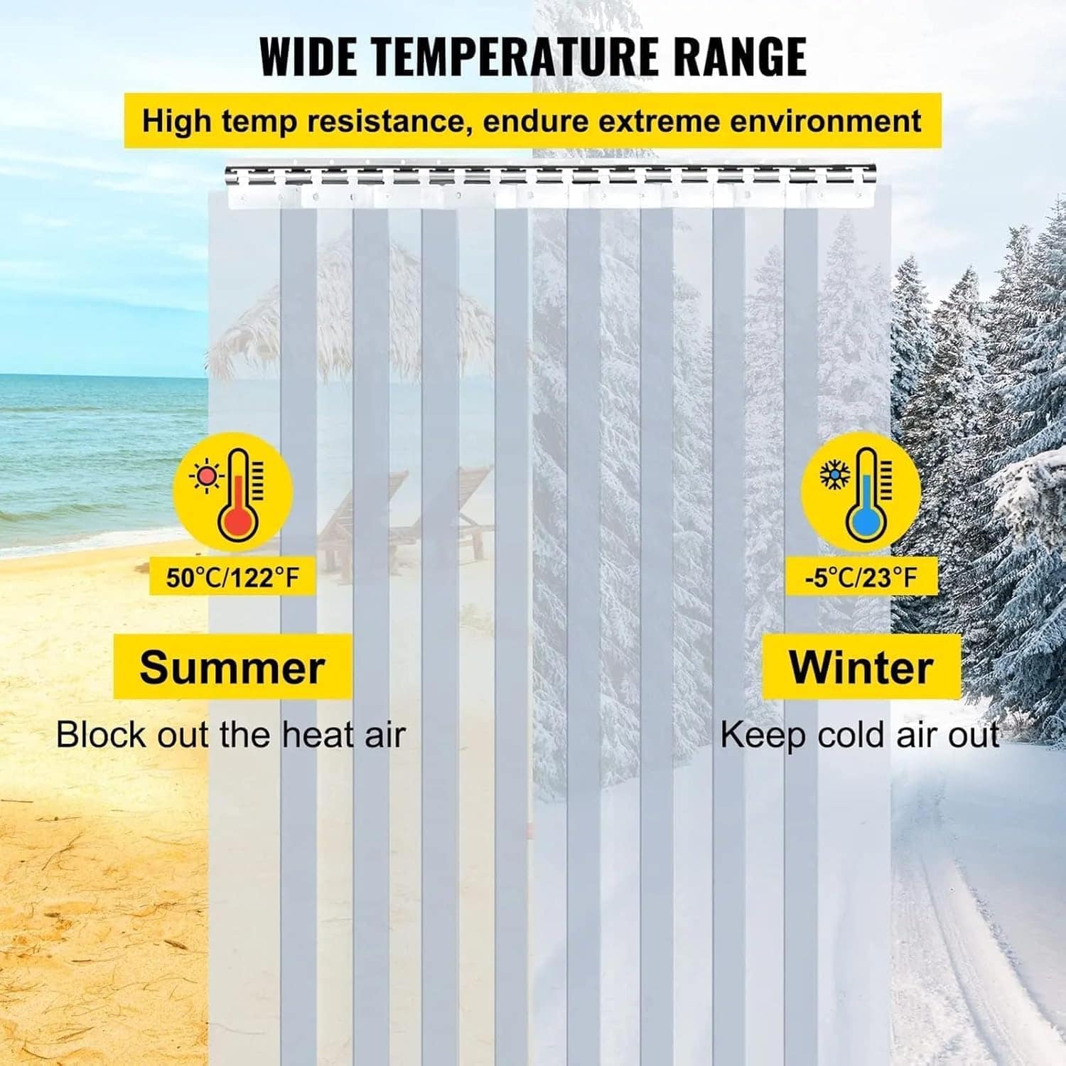 Cortina de porta transparente Curta do freezer PVC Cortina d... - Image 4