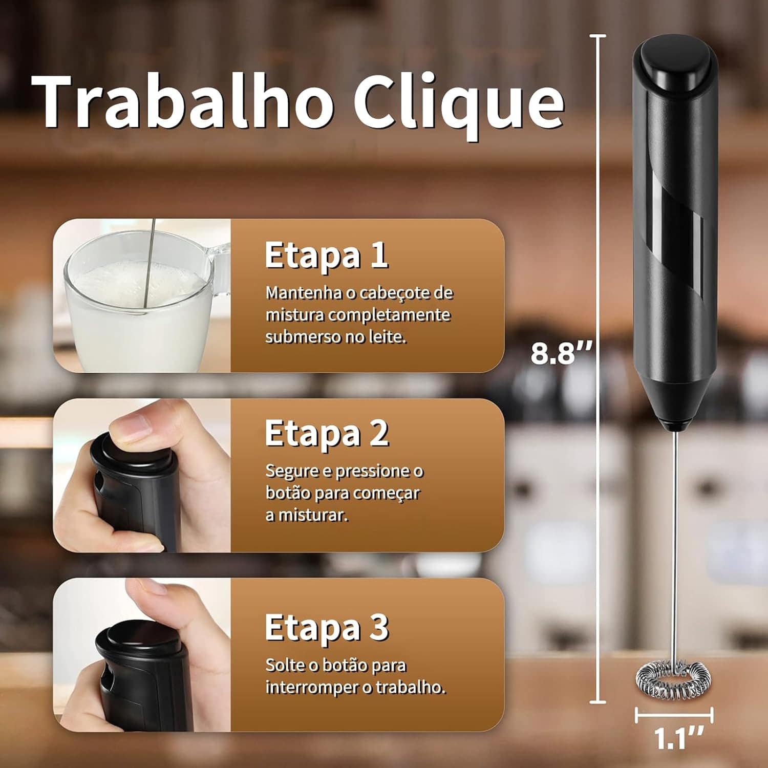 Mini Mixer Bebidas de Aço Inox Misturador Mixer Elétrico de ... - Image 4