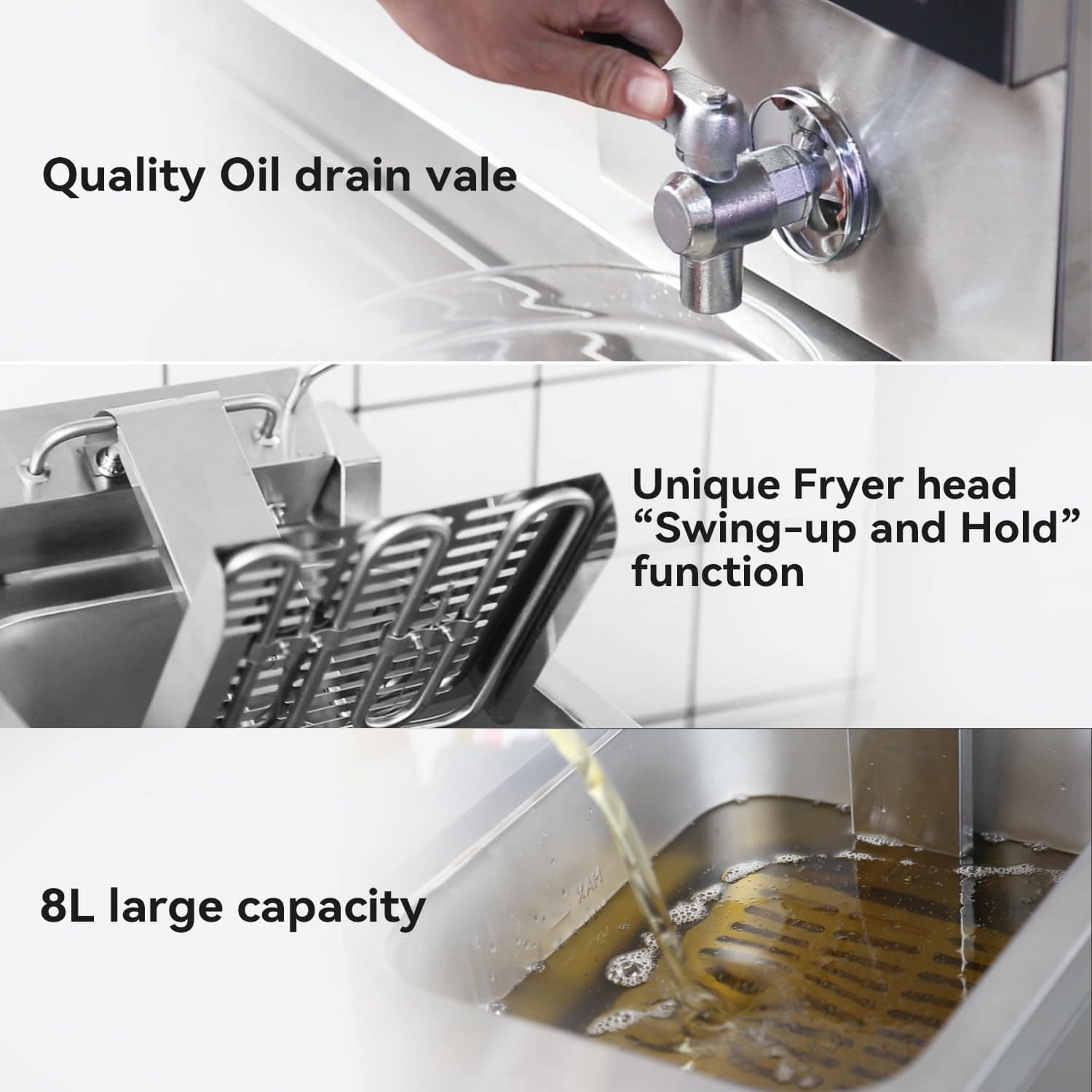 crosson Fritadeira Elétrica De Bancada 8L Com Válvula Drenag... - Image 6