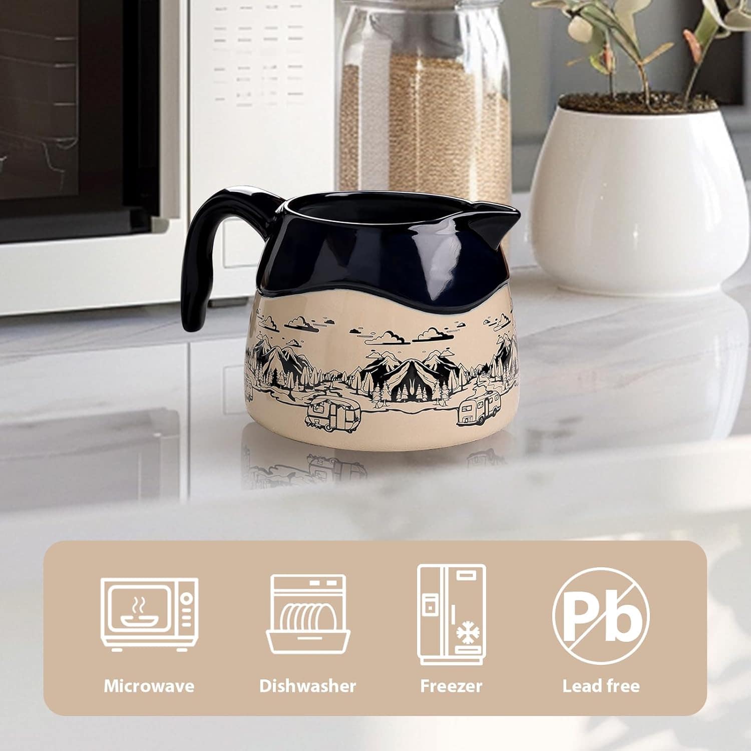 INGOFIN Creme de cerâmica com alça – jarra pequena, recipien... - Image 3