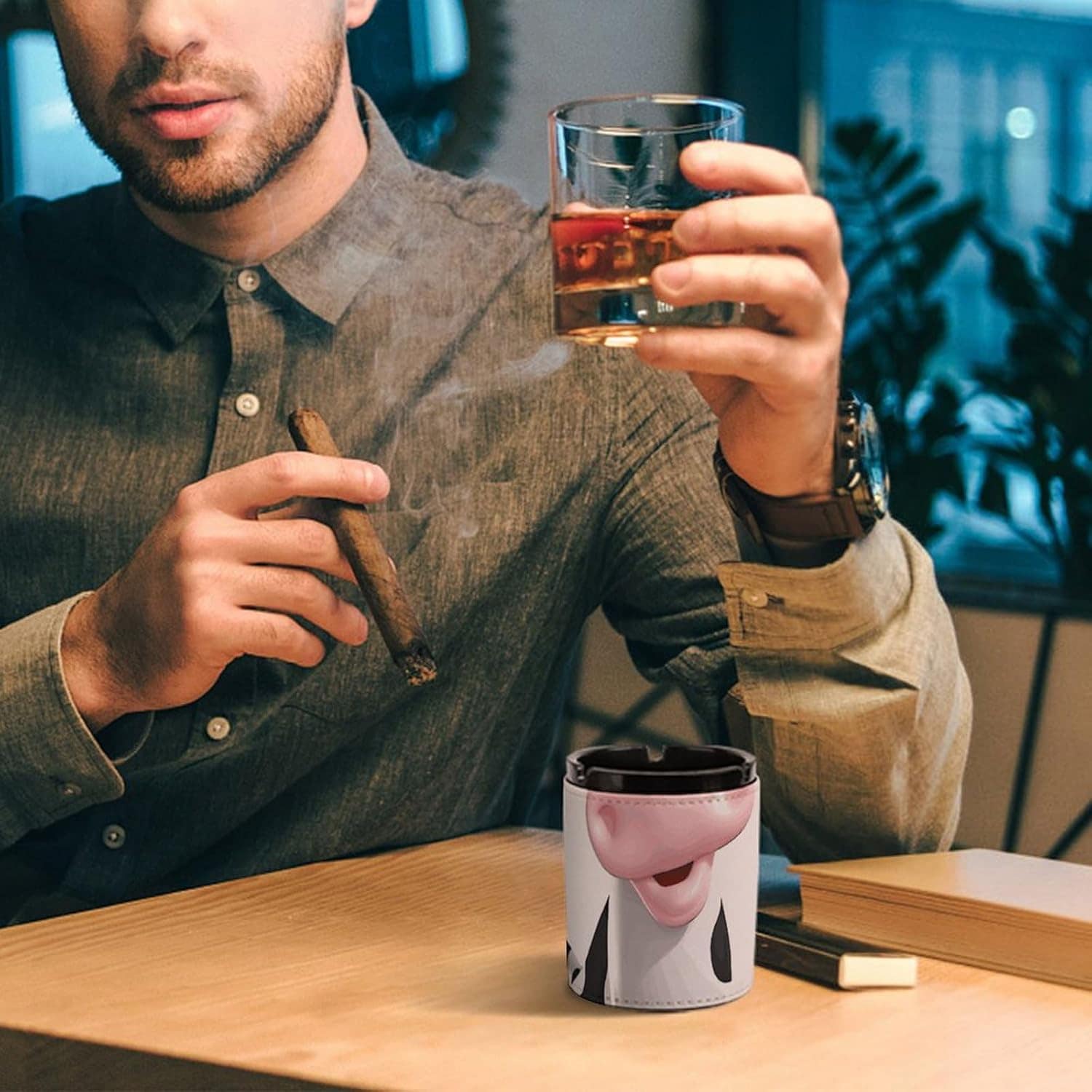 Cinzeiro de couro de vaca leiteira de desenho animado para c... - Image 6