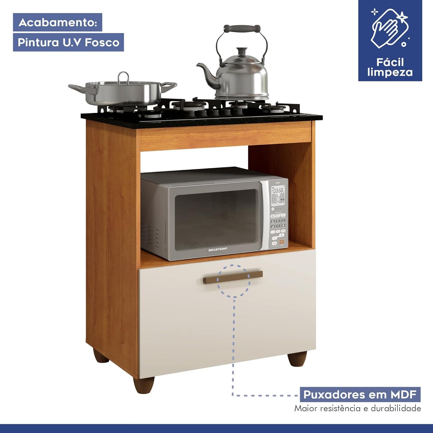 Kit Armário Para Cooktop Cozinha Com 1 Porta e Fogão Cooktop... - Image 3