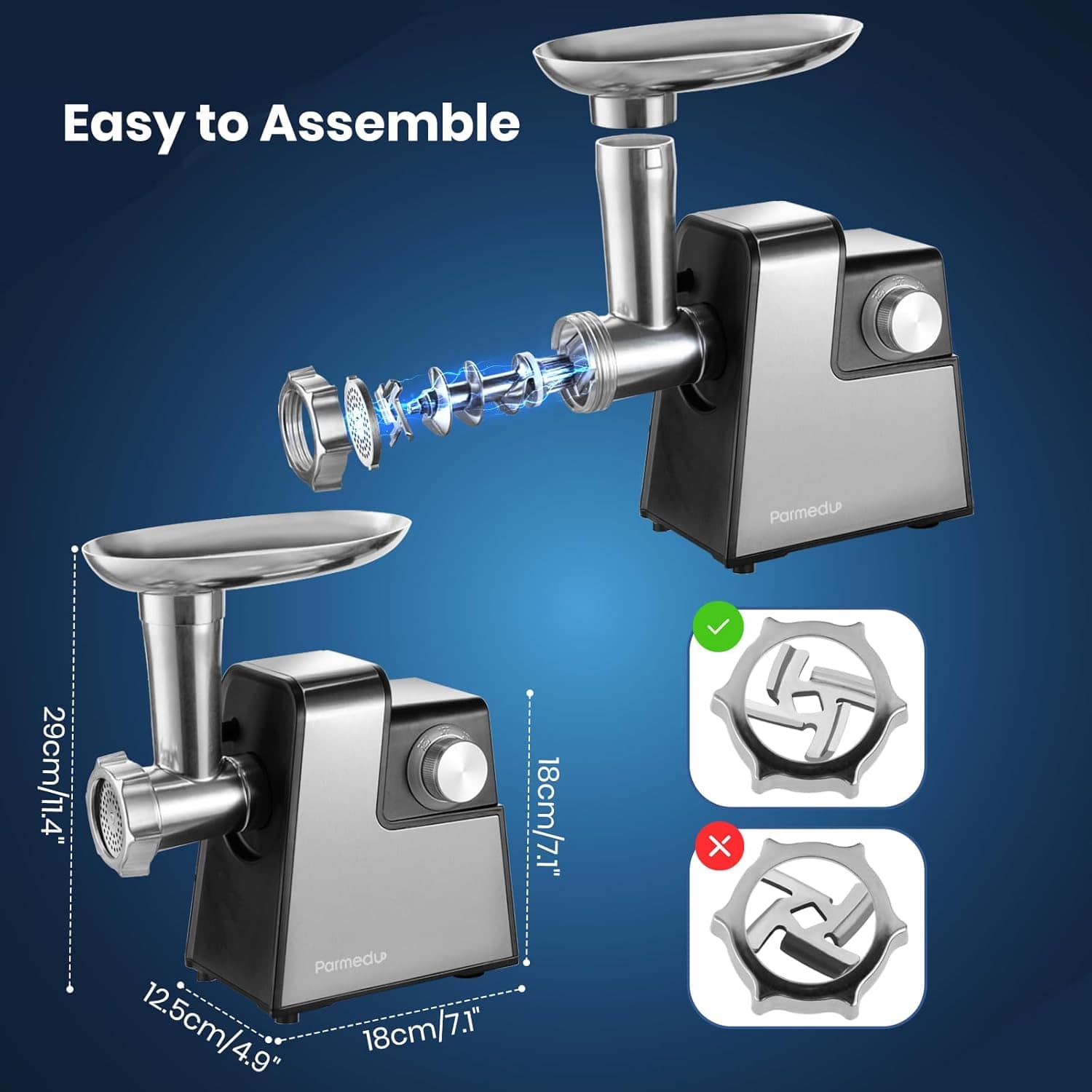 Parmedu Moedor De Carne Elétrico Compacto Para Uso Doméstico... - Image 2
