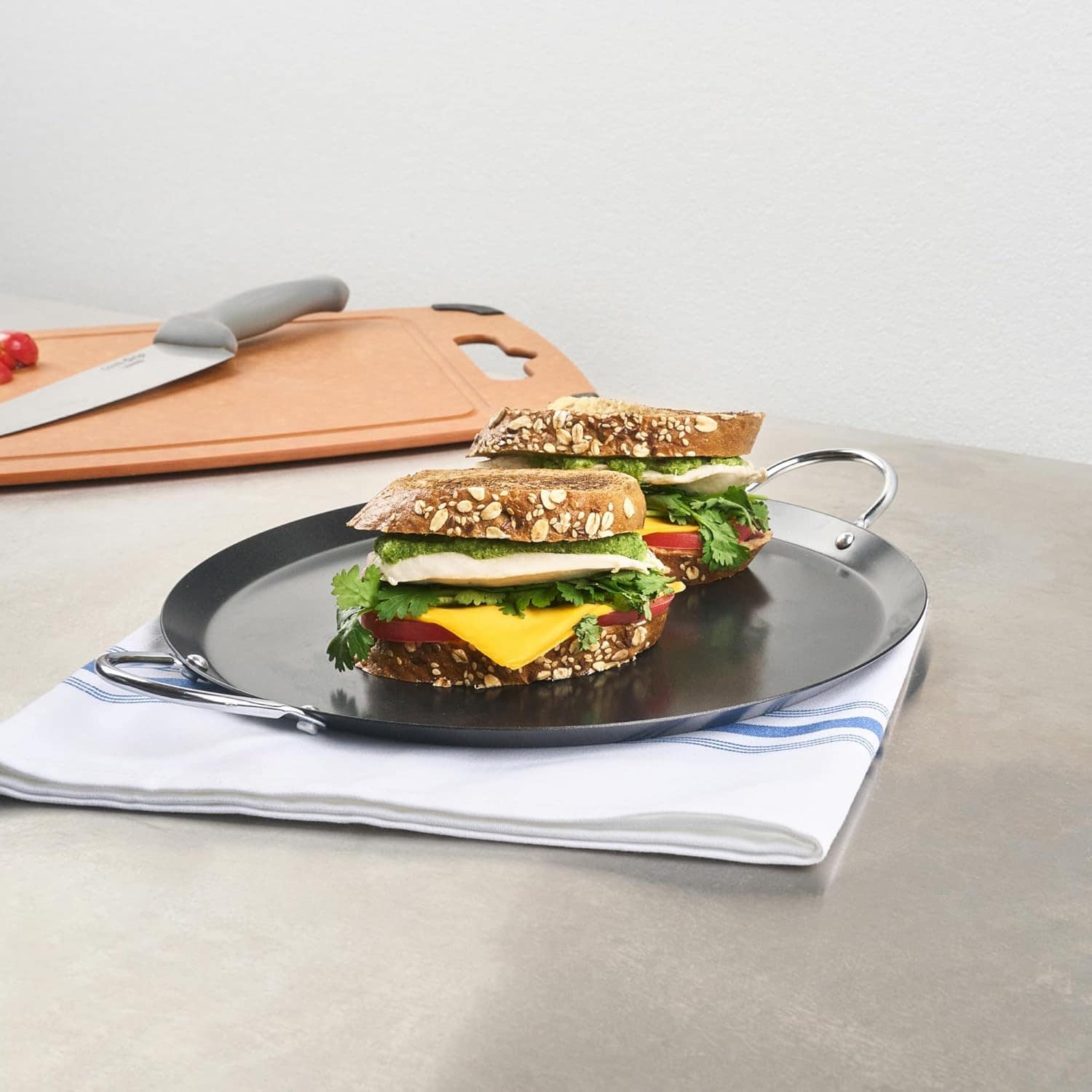 Restaurantware Met Lux Chapa redonda de 28 cm com alça dupla... - Image 7