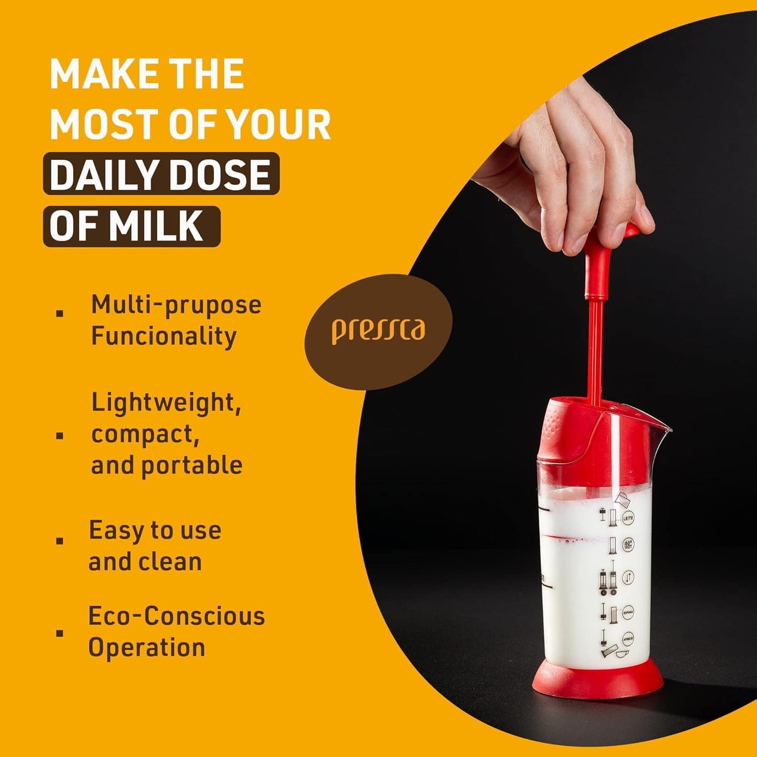 Espumador De Leite Pressca Marrom, Leite Cremoso, BPA Free, ... - Image 3