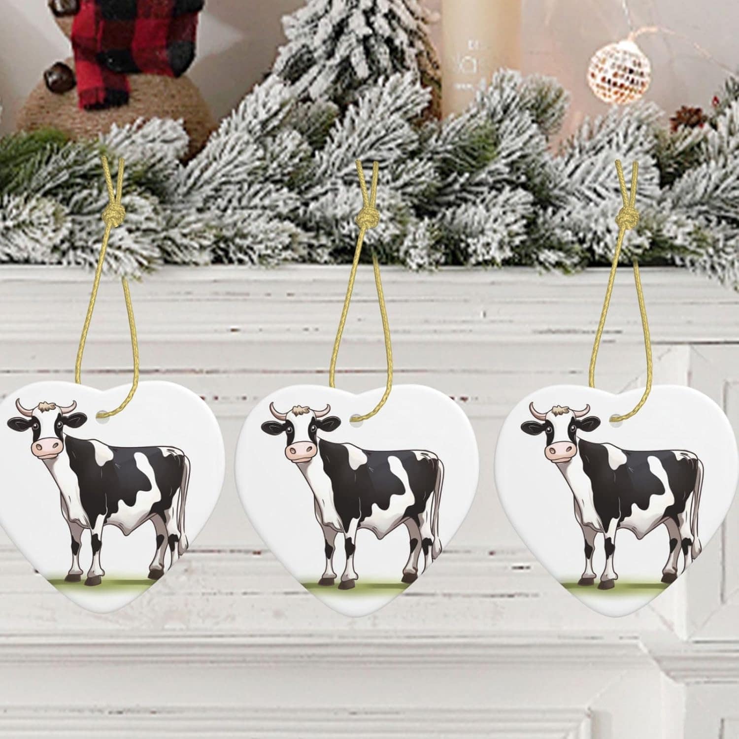 Enfeites de árvore de Natal de cerâmica para pendurar em árv... - Image 8