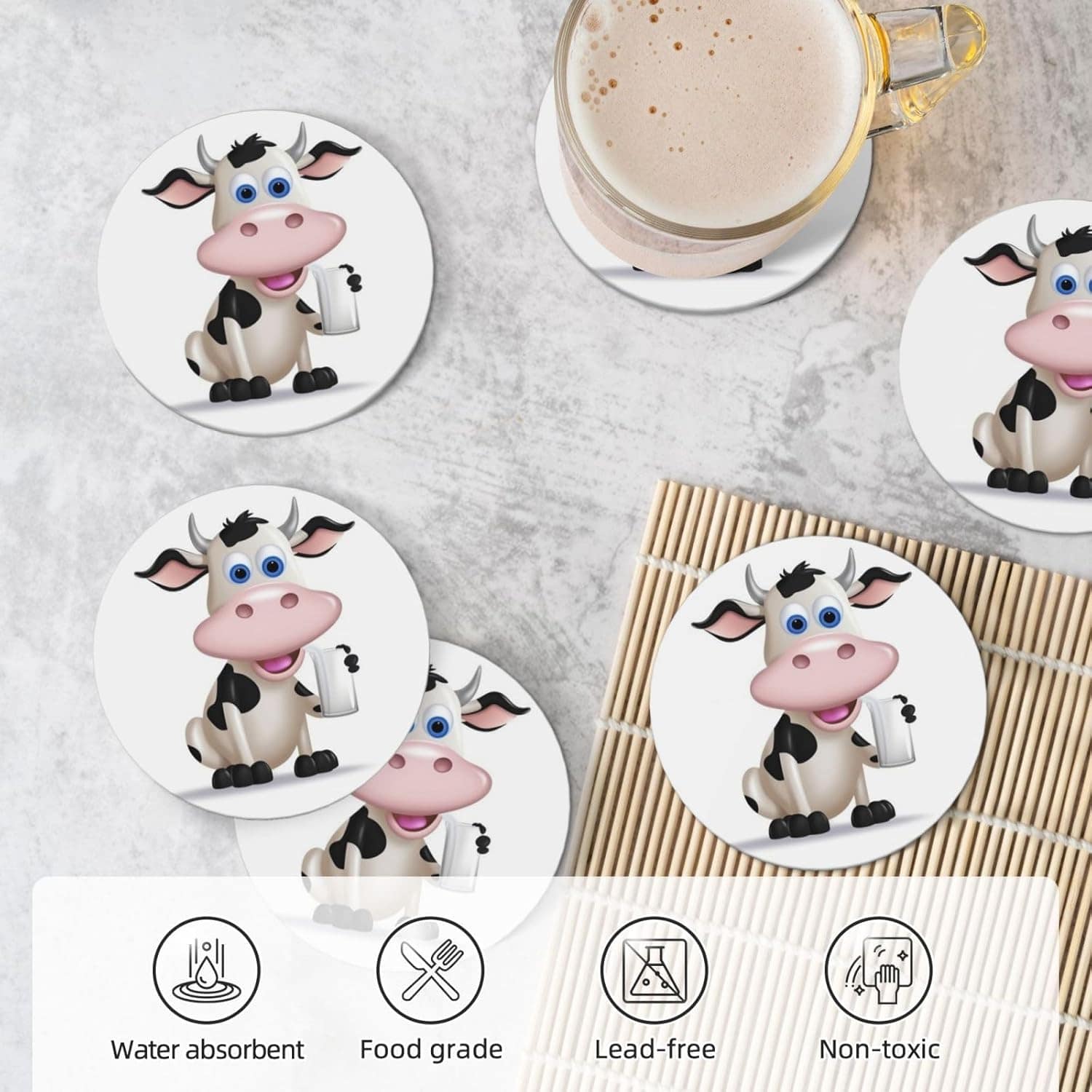 Porta-copos de vaca leiteira para bebidas com suporte conjun... - Image 5