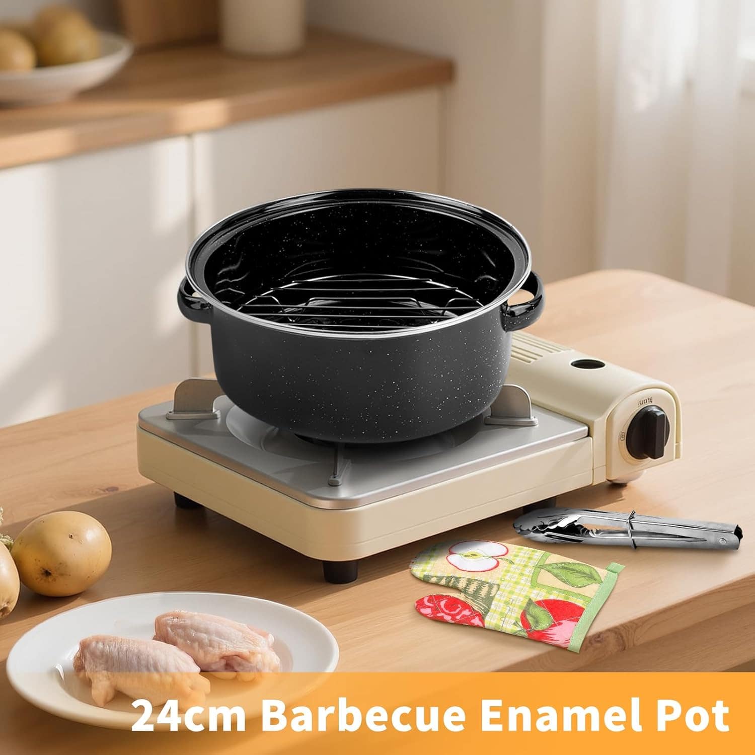 Leapiture Panela esmaltada com tampa, panela antiaderente, v... - Image 2