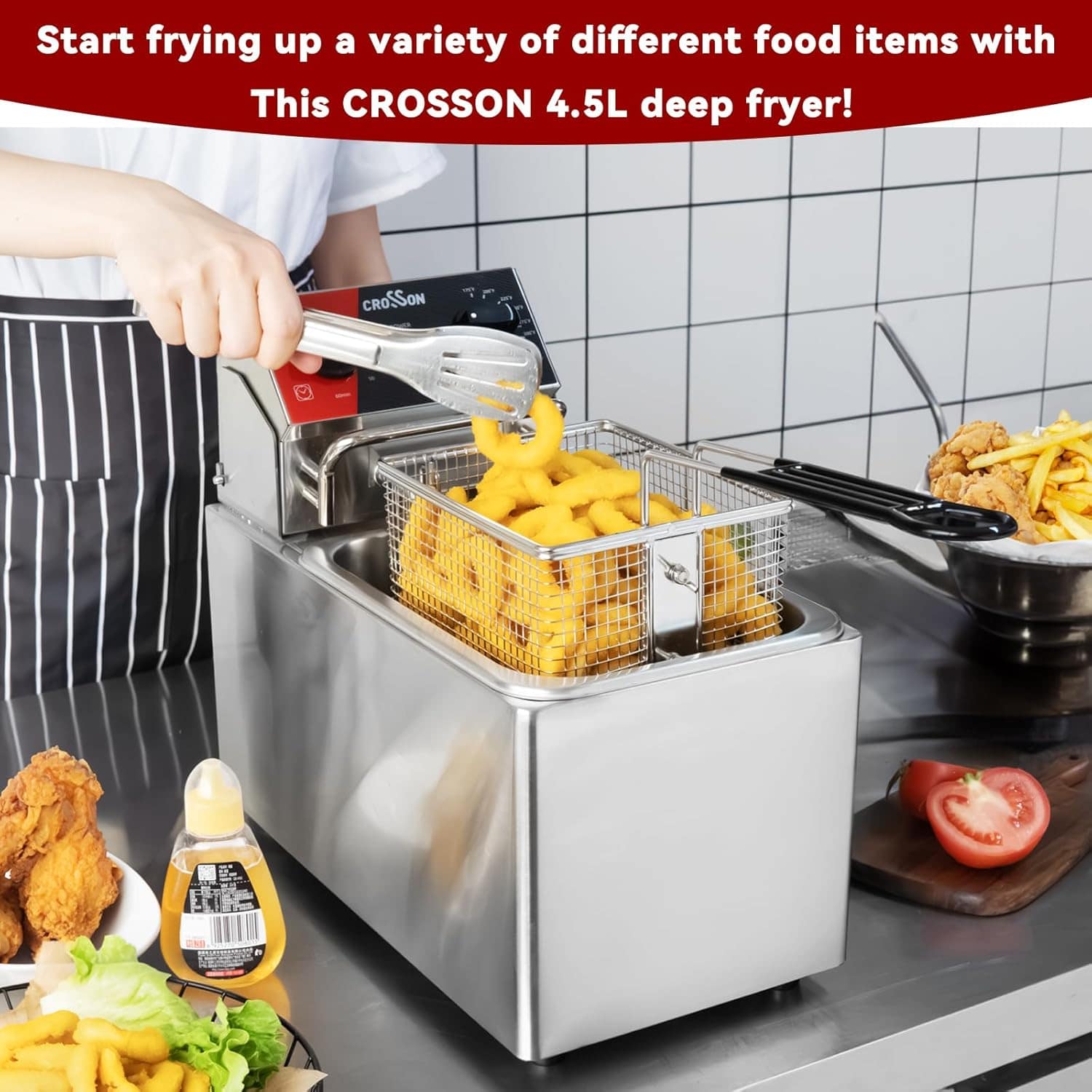 crosson Fritadeira Elétrica de Bancada de 10 Libras com Cabe... - Image 3