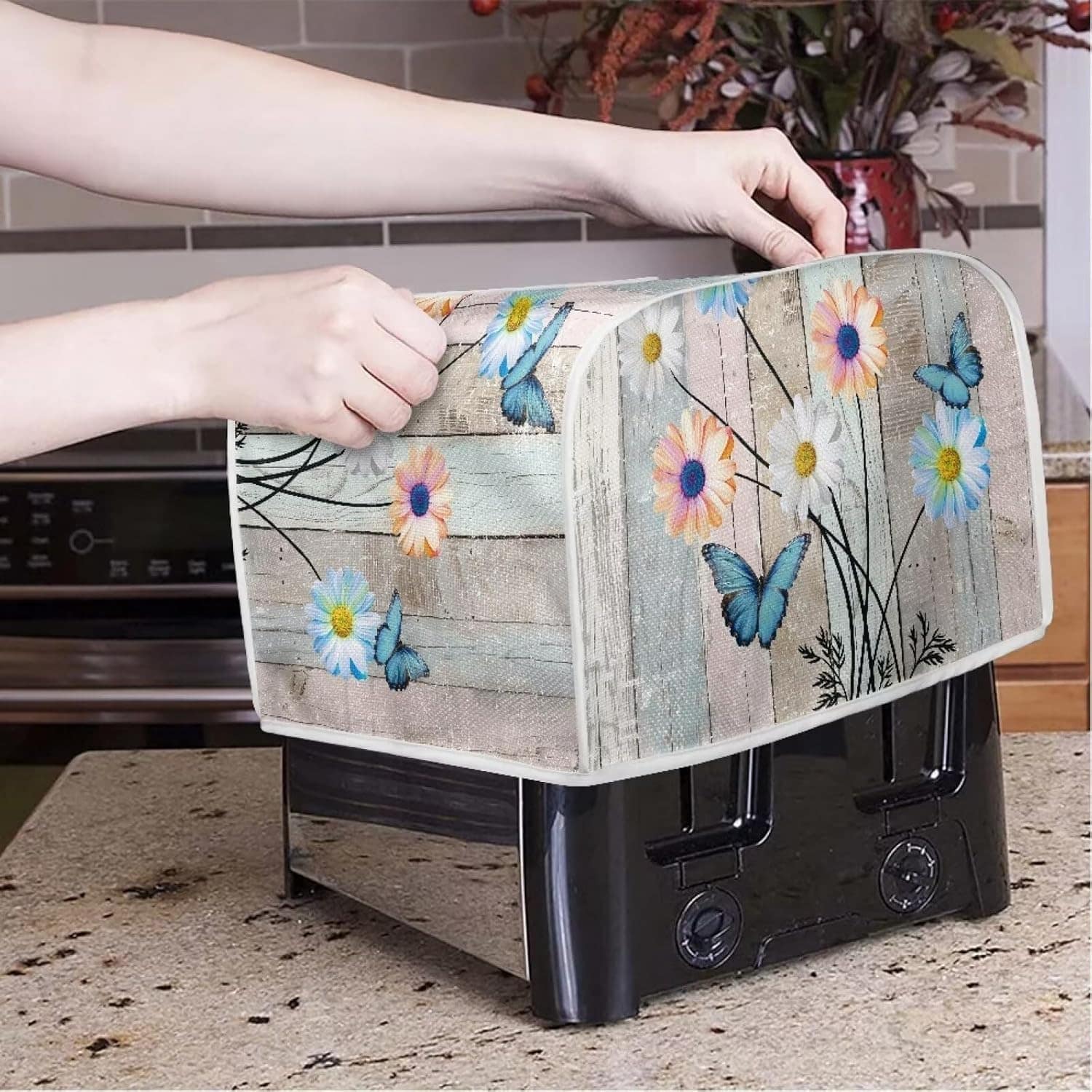 Salabomia Capa de torradeira borboleta margarida 4 fatias pa... - Image 3