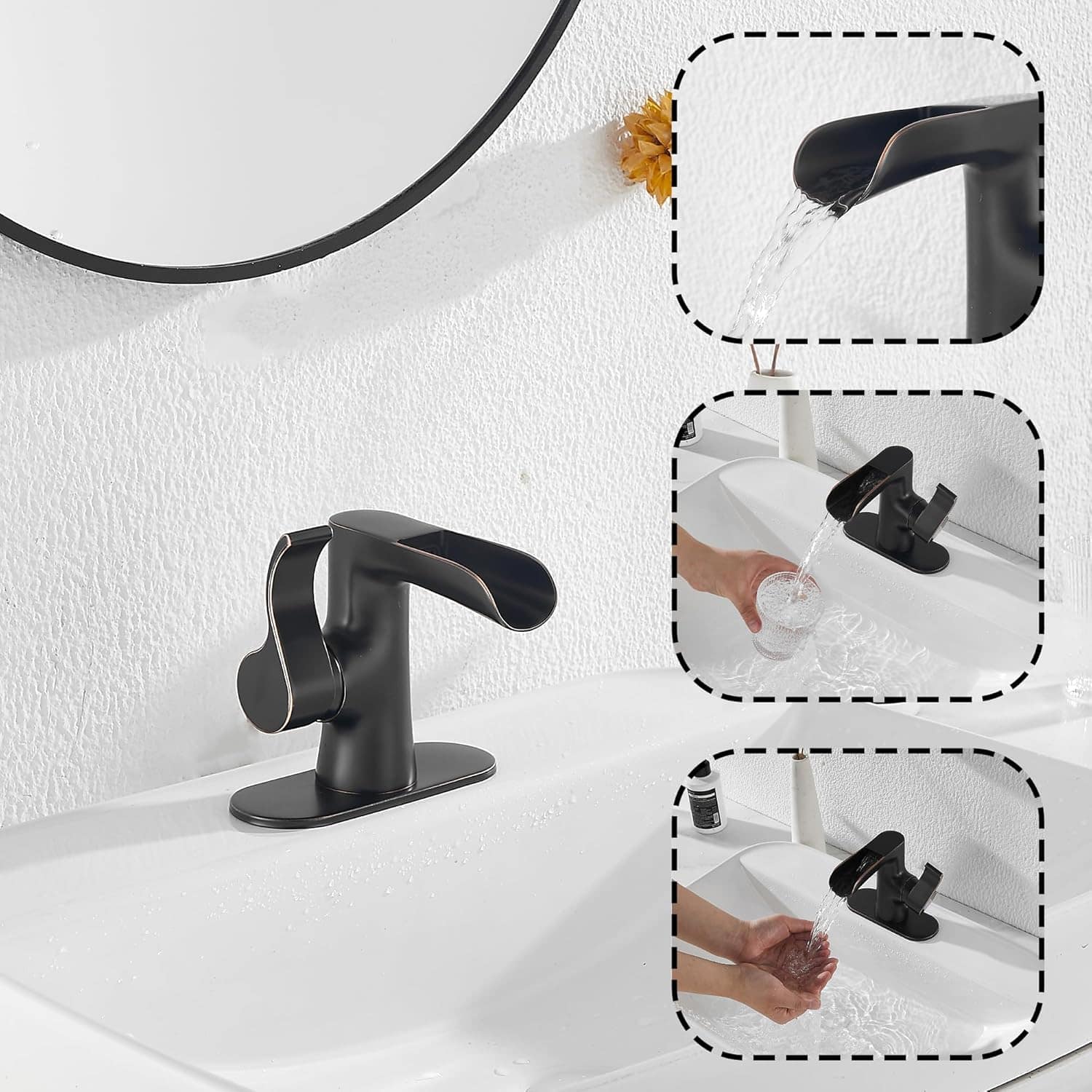 Torneira de banheiro de alça única bronze polido a óleo cach... - Image 5