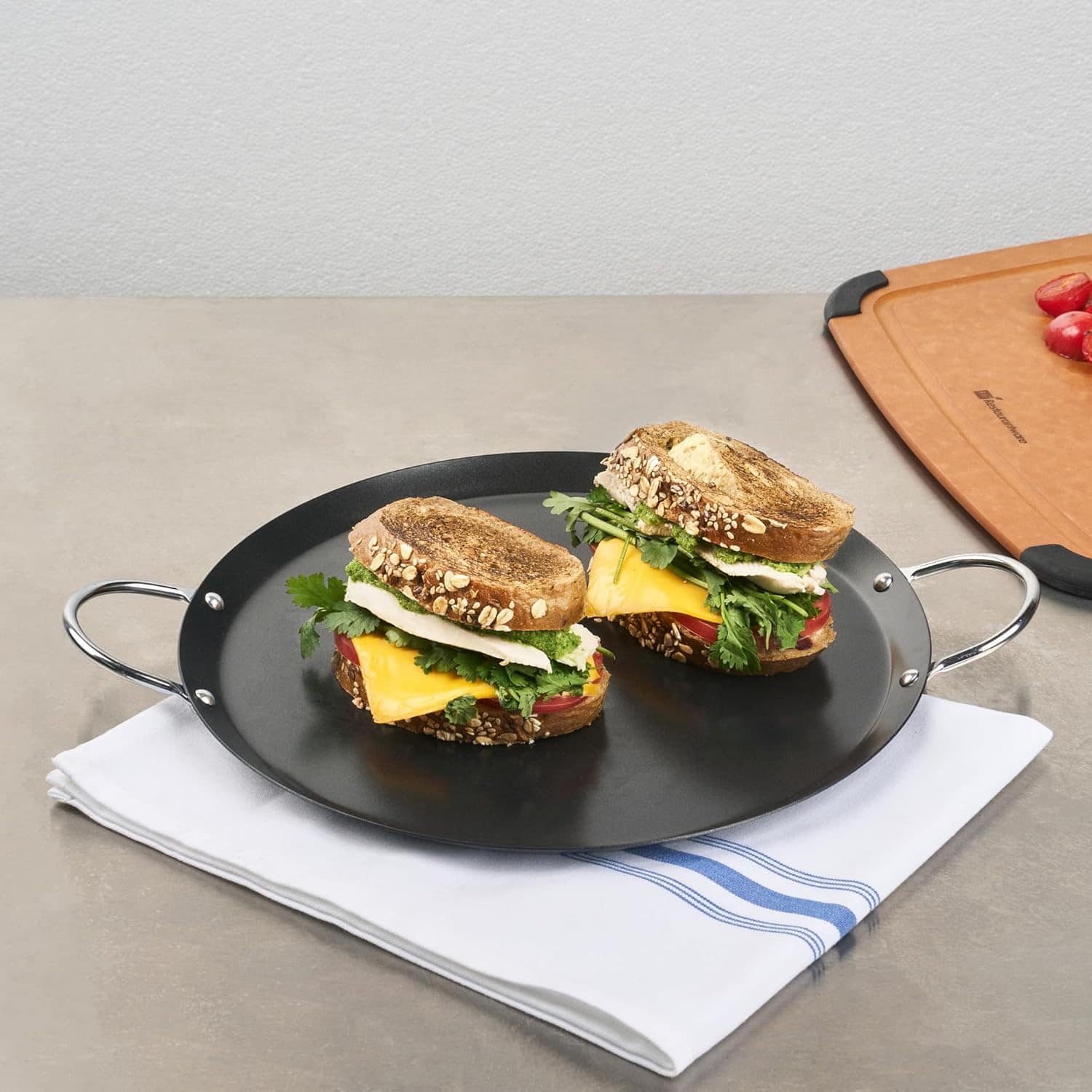 Restaurantware Met Lux Chapa redonda de 28 cm com alça dupla... - Image 8