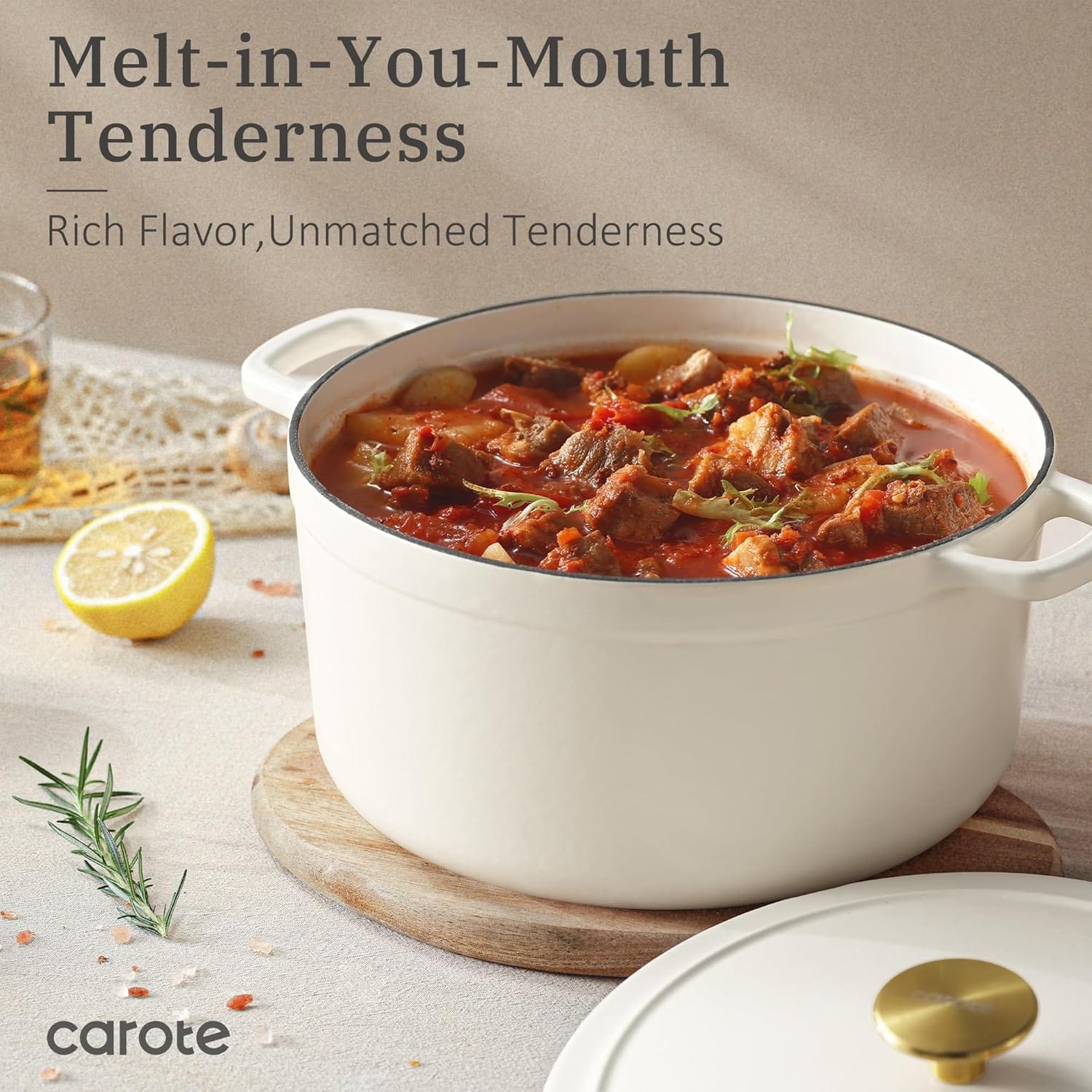 CAROTE Panela de forno holandês de ferro fundido com tampa, ... - Image 6