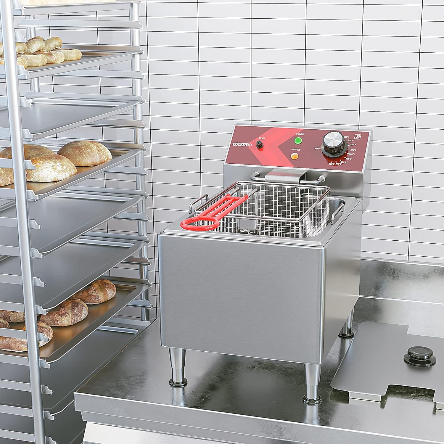 EGGKITPO Frigideira profunda com cesta fritadeira comercial ... - Image 5