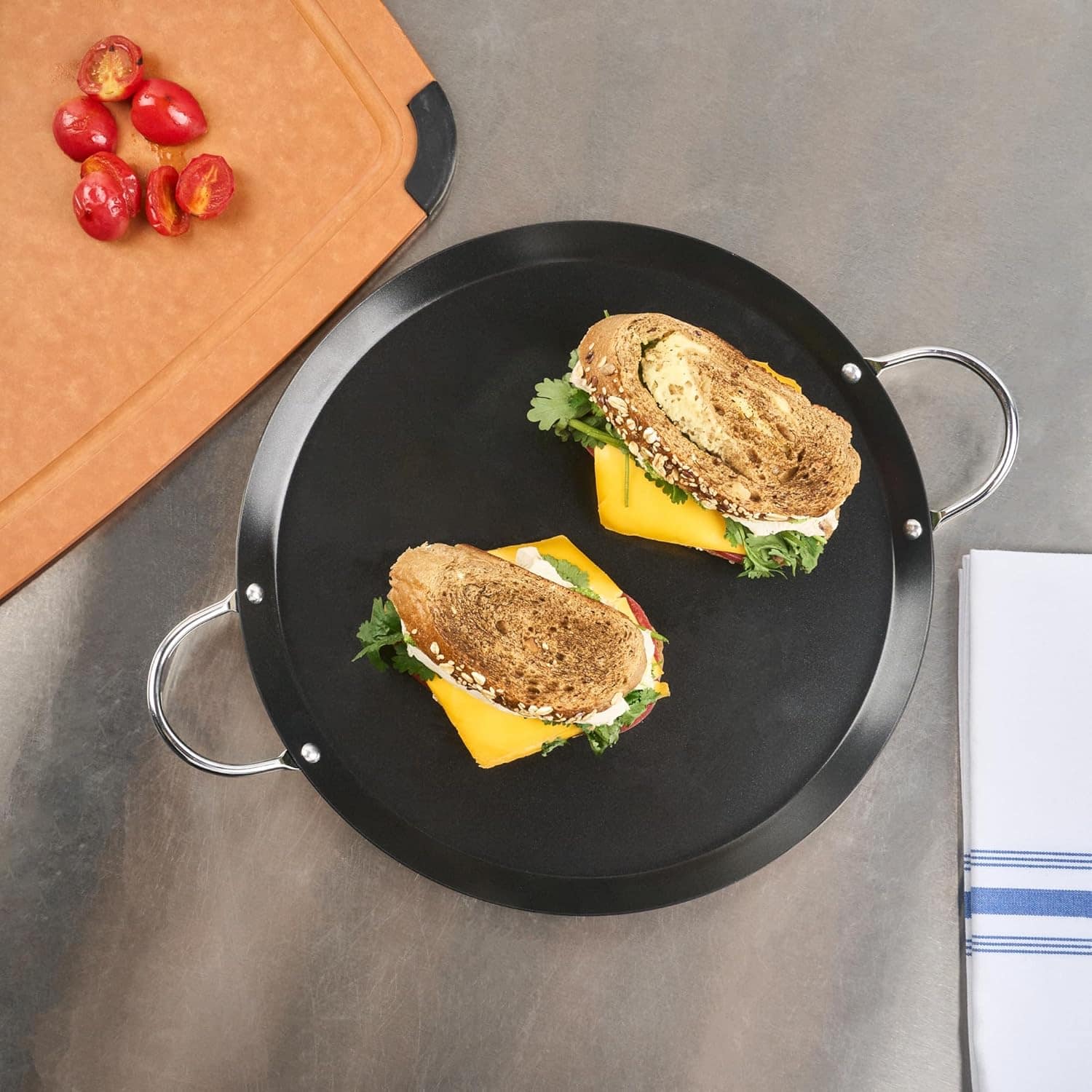 Restaurantware Met Lux Chapa redonda de 28 cm com alça dupla... - Image 11