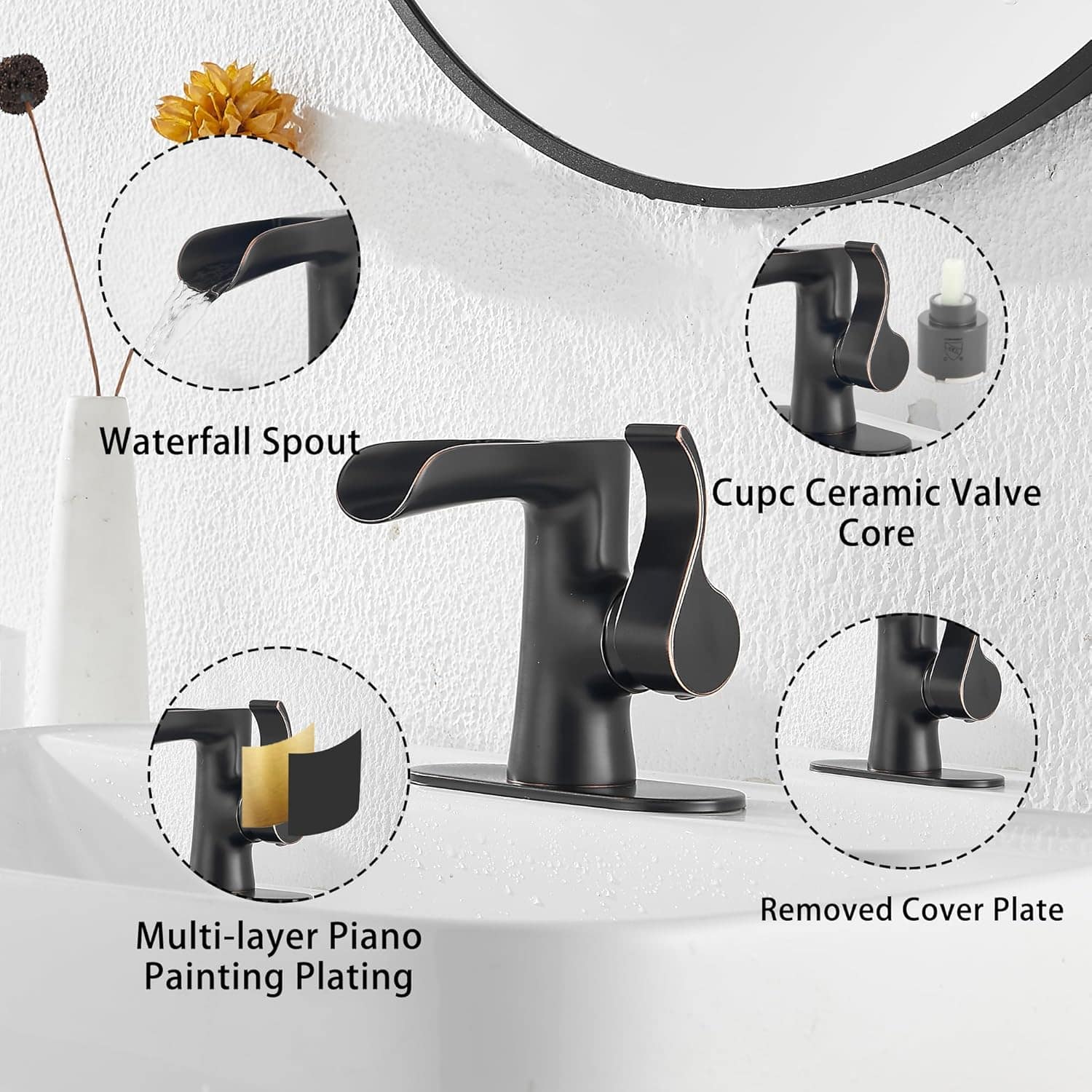 Torneira de banheiro de alça única bronze polido a óleo cach... - Image 4