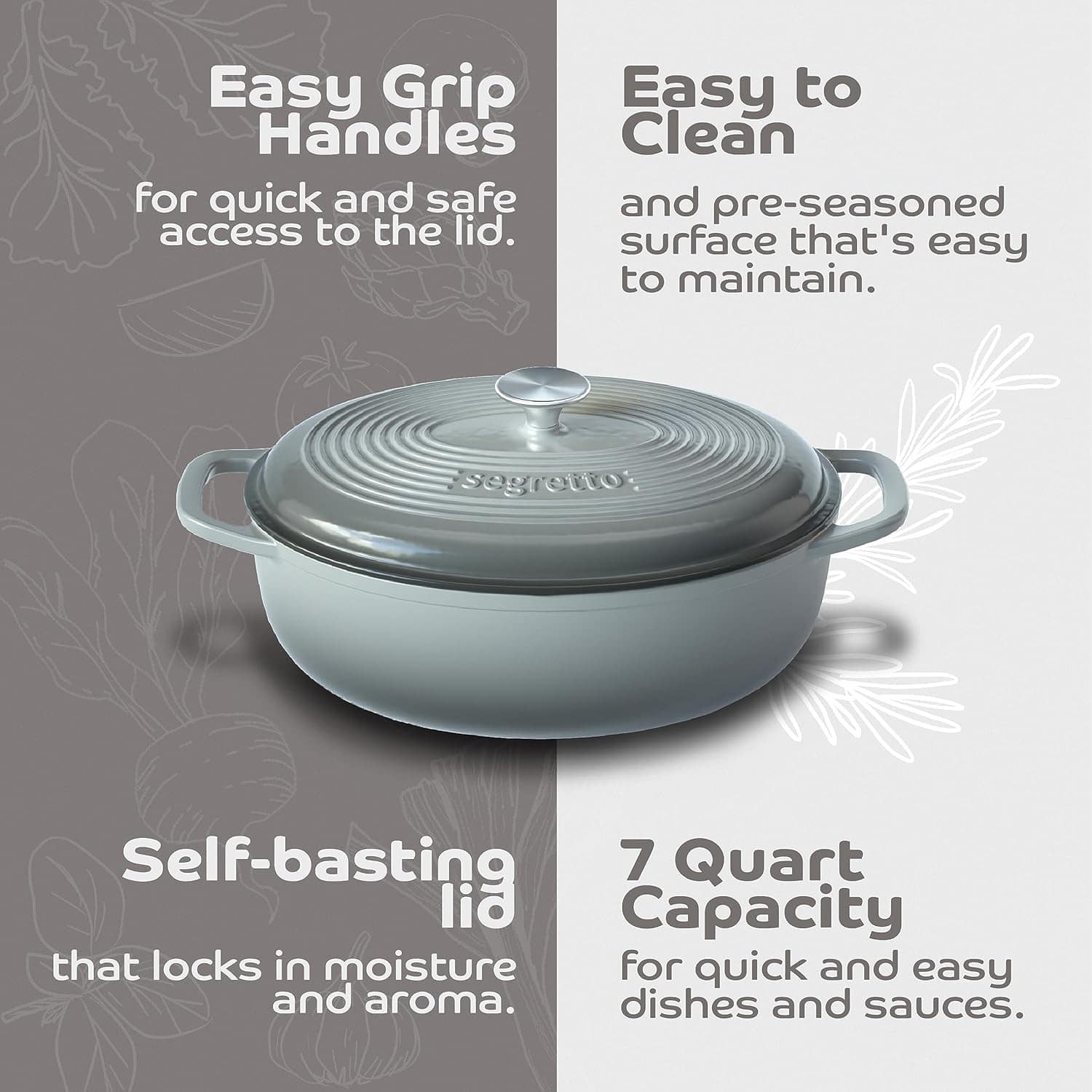 Segretto Cookware Forno holandês oval esmaltado de ferro fun... - Image 4