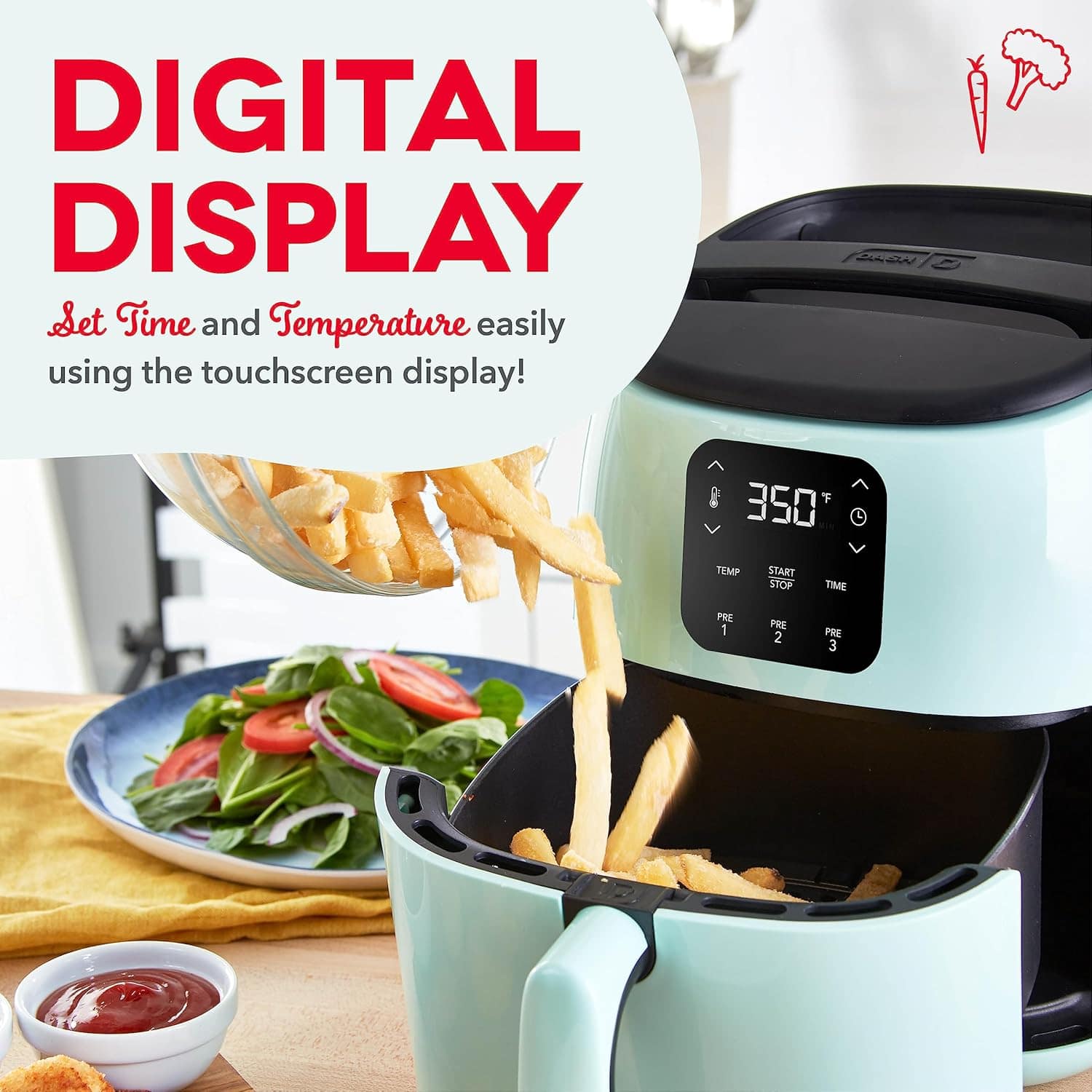 DASH Tasti-Crisp Forno elétrico Air Fryer, 2,6 litros, Aqua... | É bom mesmo? Descubra antes de comprar - Image 3