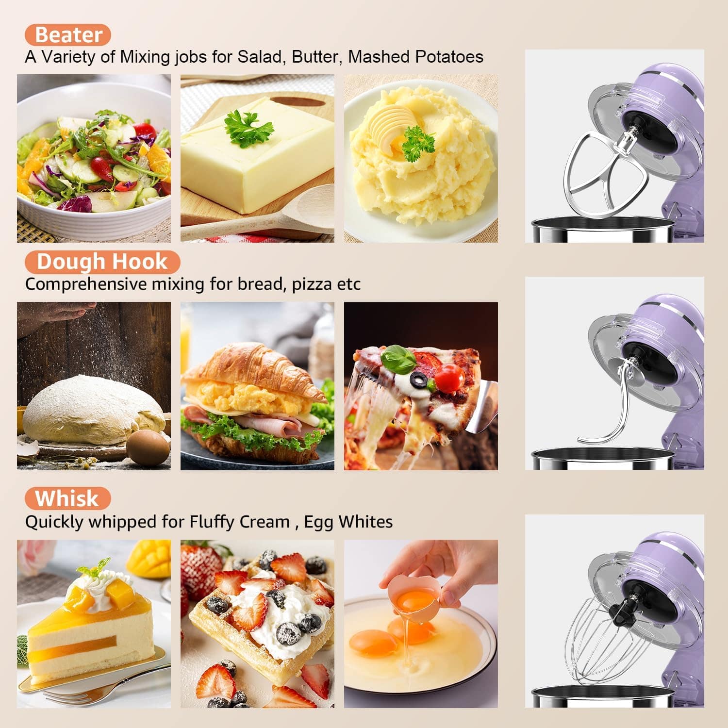 SAMSAIMO - Misturador elétrico de pé 3 em 1, 660 W de 10 vel... - Image 3