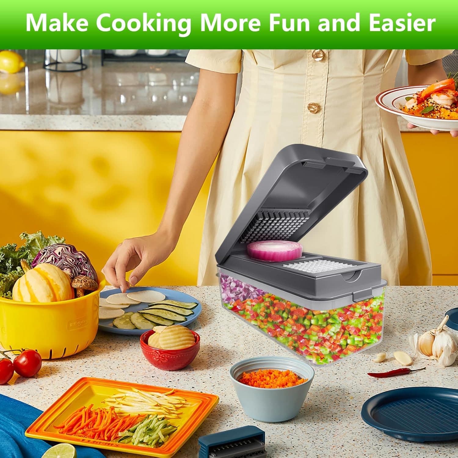SUREWIN Cortador de legumes, cortador de cebola, cortador de... - Image 7