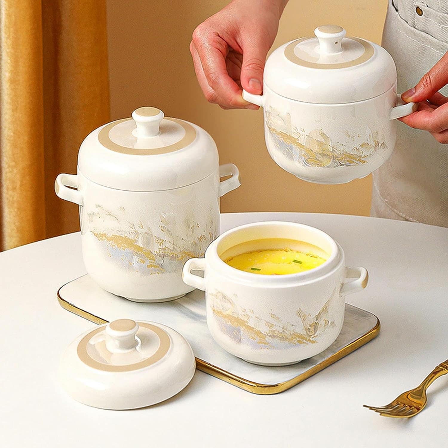 Panela de barro esmaltada para uso doméstico, utensílios de ... - Image 3