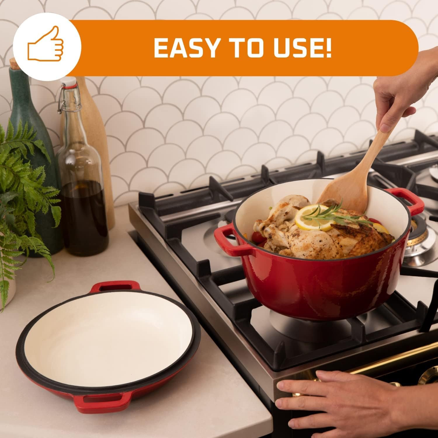 Bruntmor Fornos holandeses de ferro fundido esmaltado 2 em 1... - Image 3