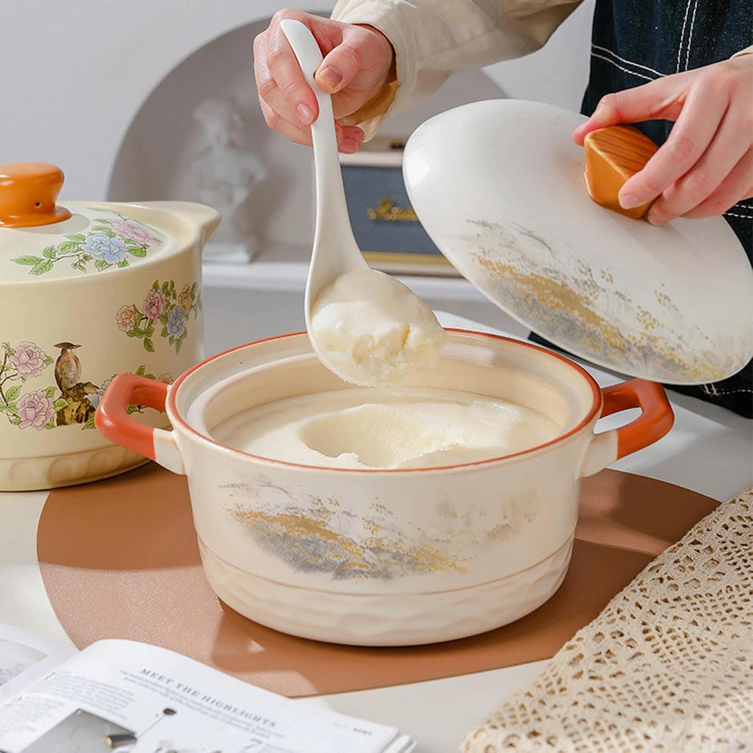 Panela de barro esmaltada para uso doméstico, utensílios de ... - Image 5