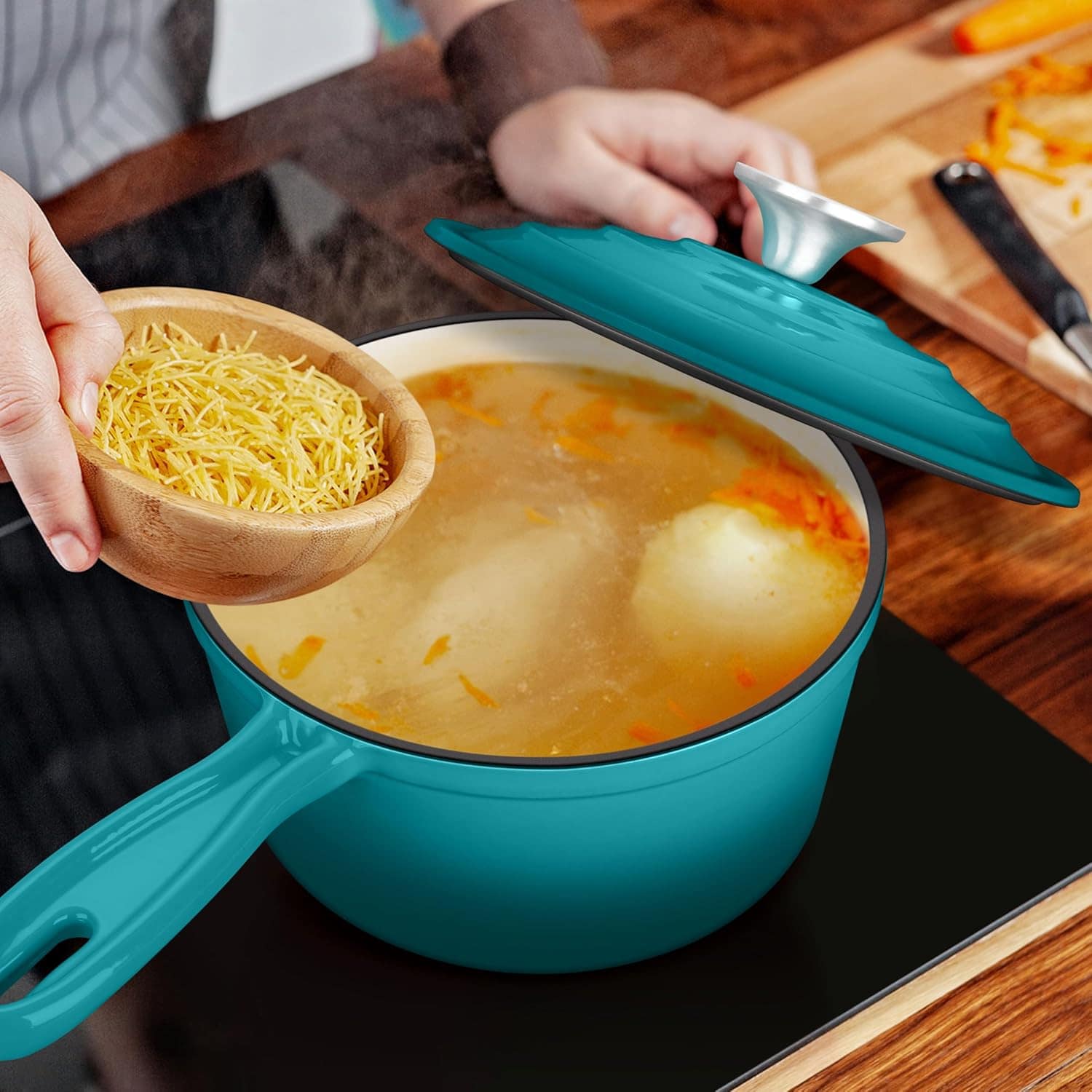 Leonyo Panela de Ferro Fundido Esmaltado com Tampa, 1 Litro,... - Image 6