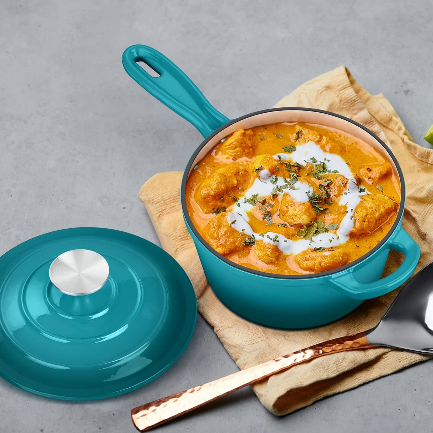 Leonyo Panela de Ferro Fundido Esmaltado com Tampa, 1 Litro,... - Image 9