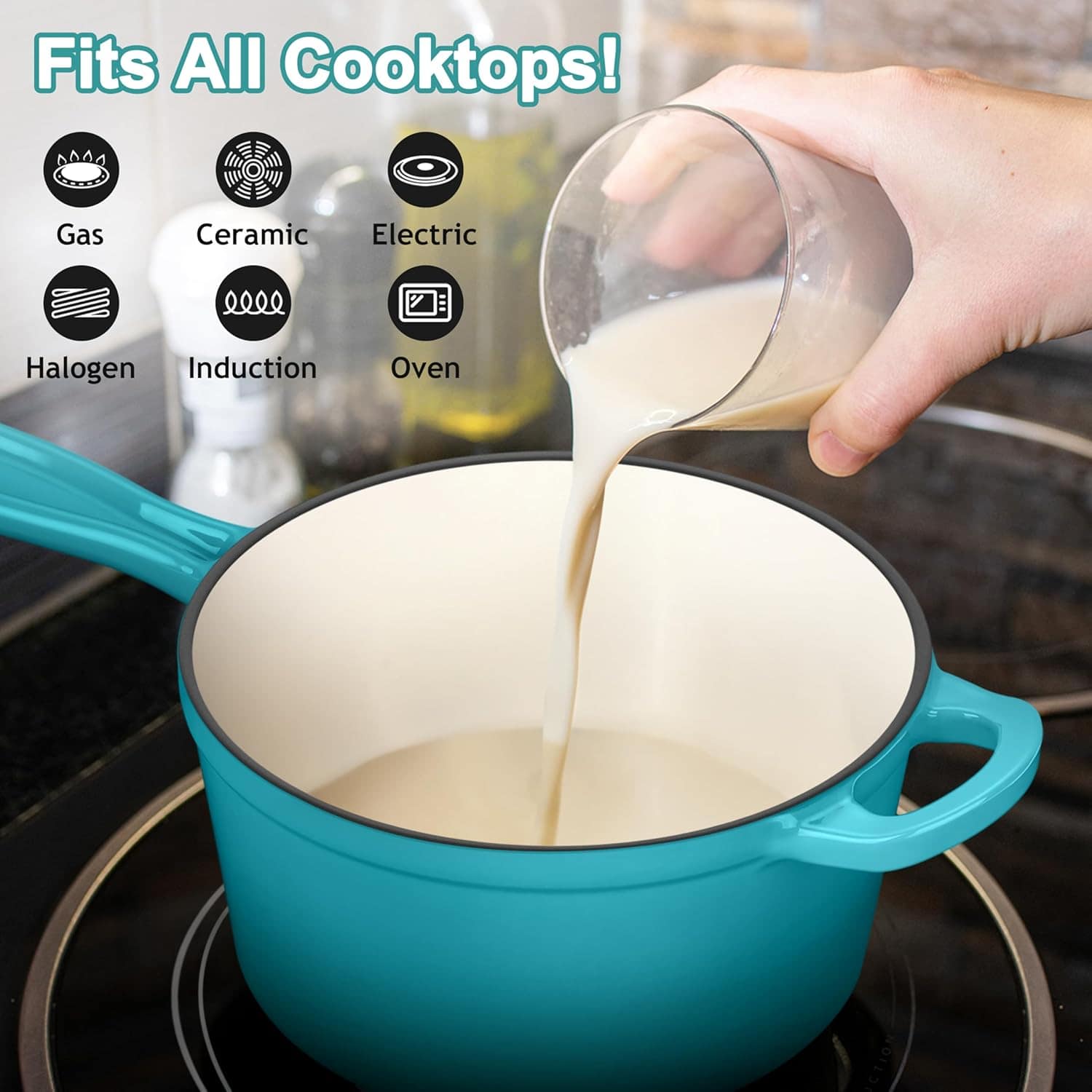 Leonyo Panela de Ferro Fundido Esmaltado com Tampa, 1 Litro,... - Image 5