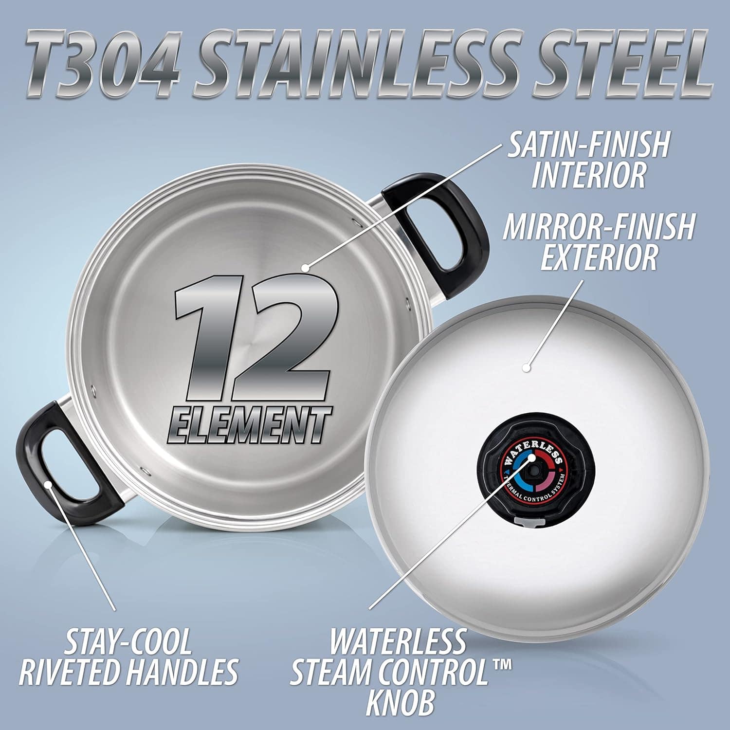 Precise Heat Panela de aço inoxidável cirúrgico de 5 a 1/2 l... - Image 2