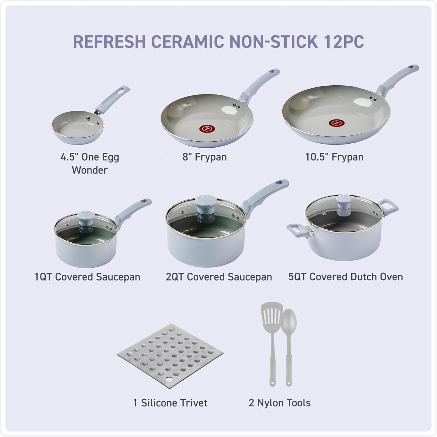 Jogo de Panelas Tefal Refresh Ceramic Azul Ártico 6 Peças co... - Image 2