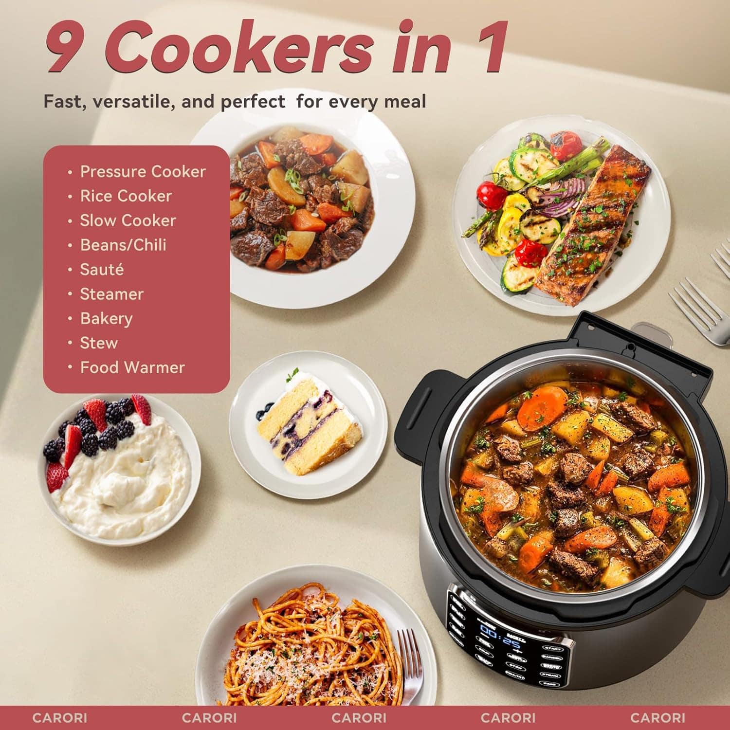 carori Panela De Pressão Elétrica Carori 9 Em 1, 6 Qt, Panel... - Image 2