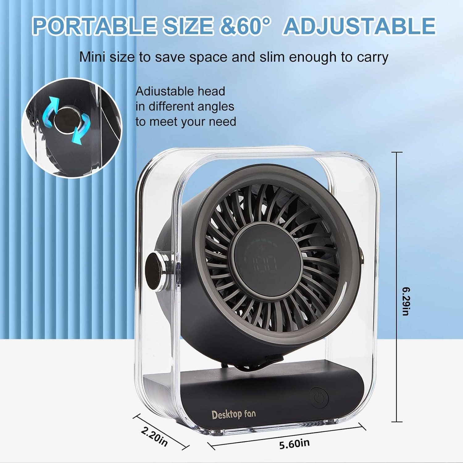 Yonchyoly Ventilador de mesa, ventilador portátil recarregáv... - Image 2