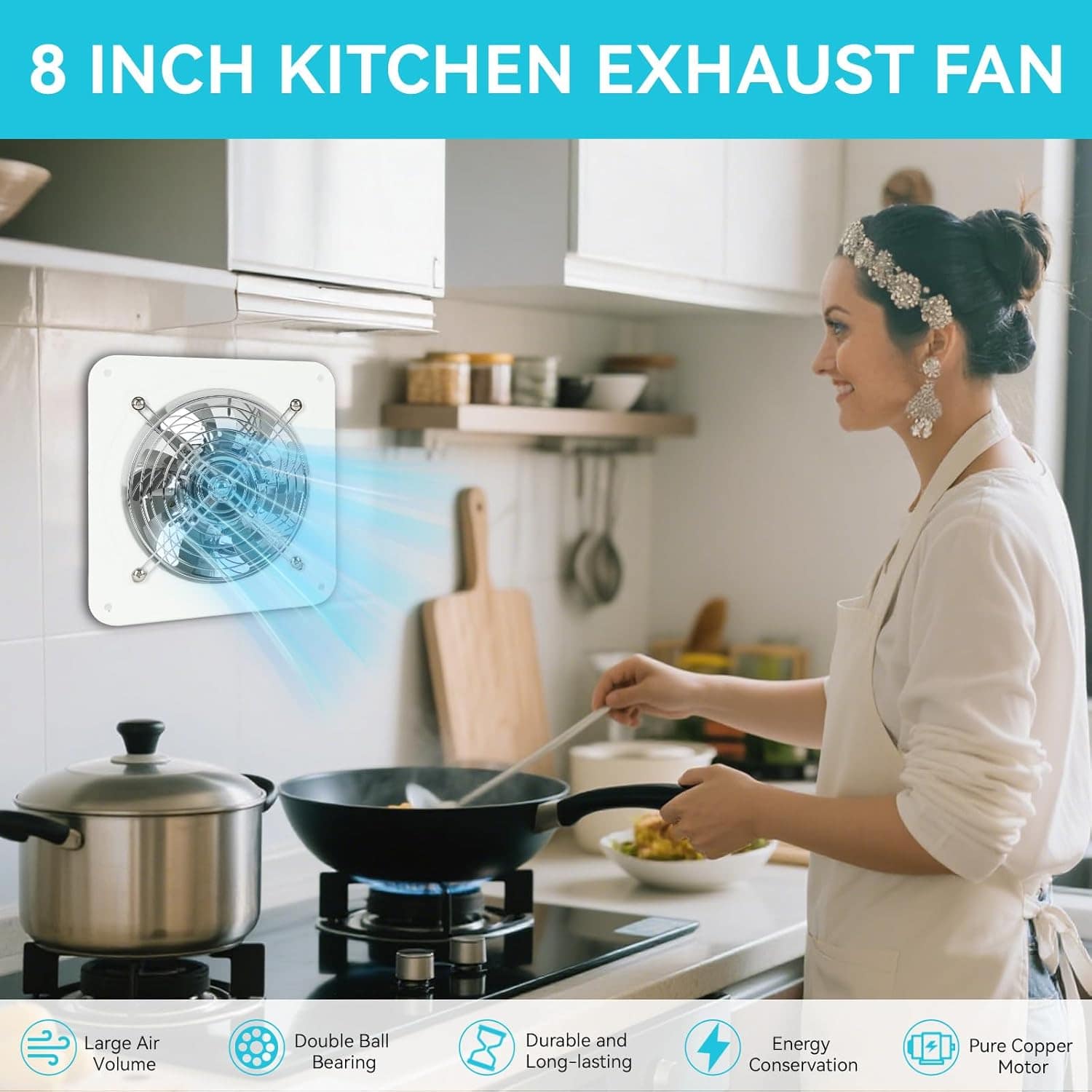 MissHoney Exaustor de 15 cm Ventilador de exaustão de janela... - Image 2