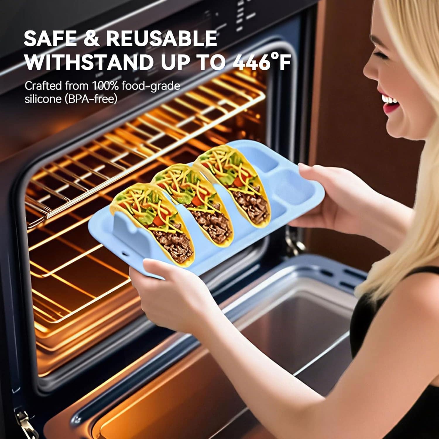 CAMENDE Suporte de taco de silicone reutilizável – conjunto ... - Image 3