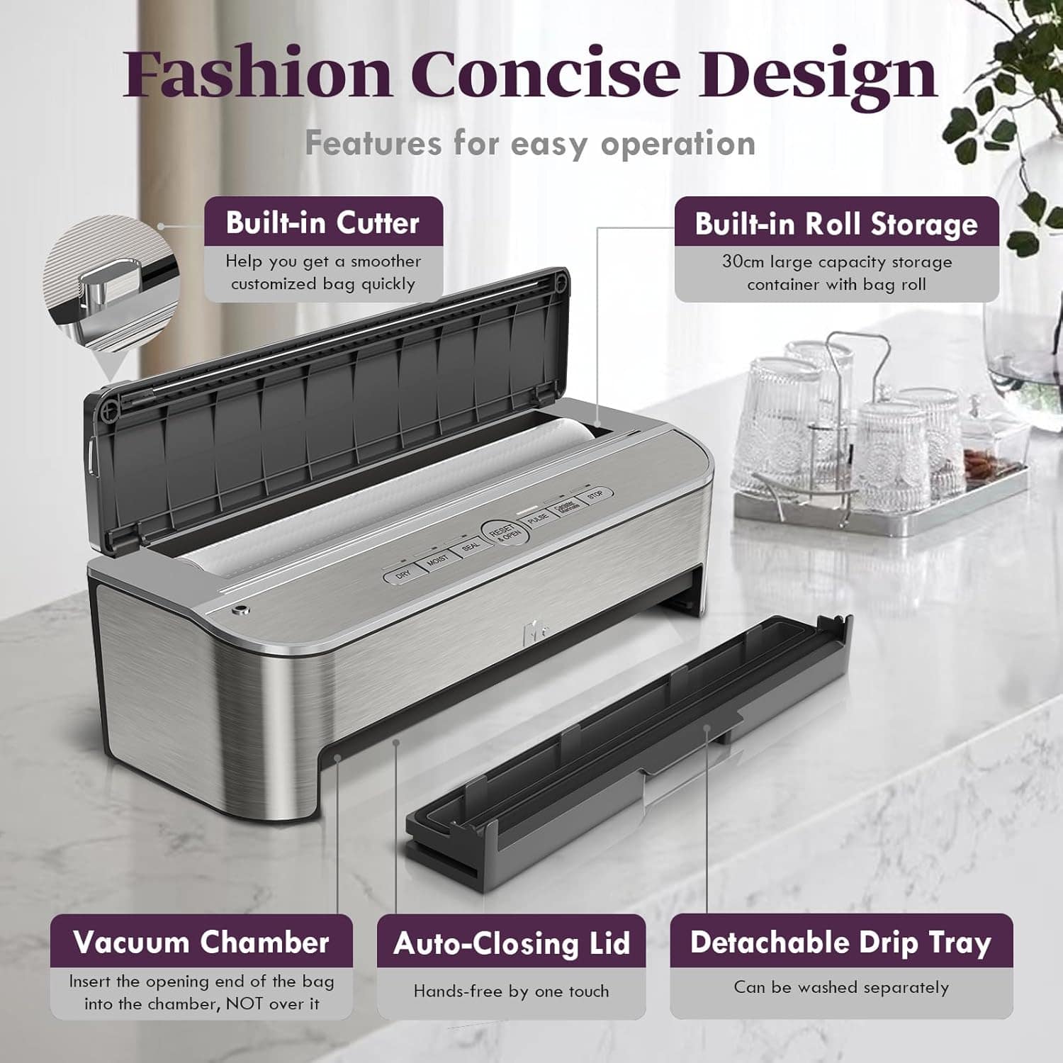 Mesliese Máquina seladora a vácuo, seladora automática de al... - Image 6