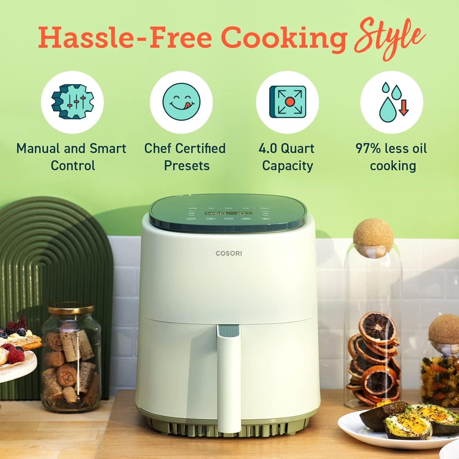 COSORI Air Fryer 4 Qt, 7 Functions Airfryer, 150+ Recipes on... | É bom mesmo? Descubra antes de comprar - Image 8