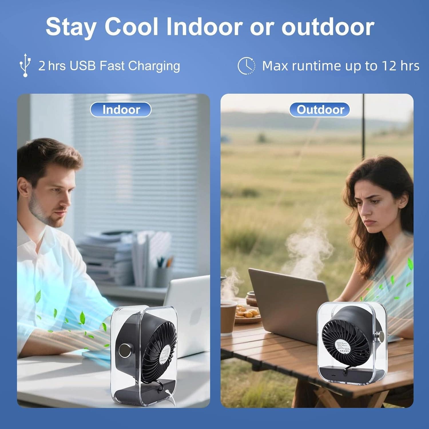 Yonchyoly Ventilador de mesa, ventilador portátil recarregáv... - Image 6