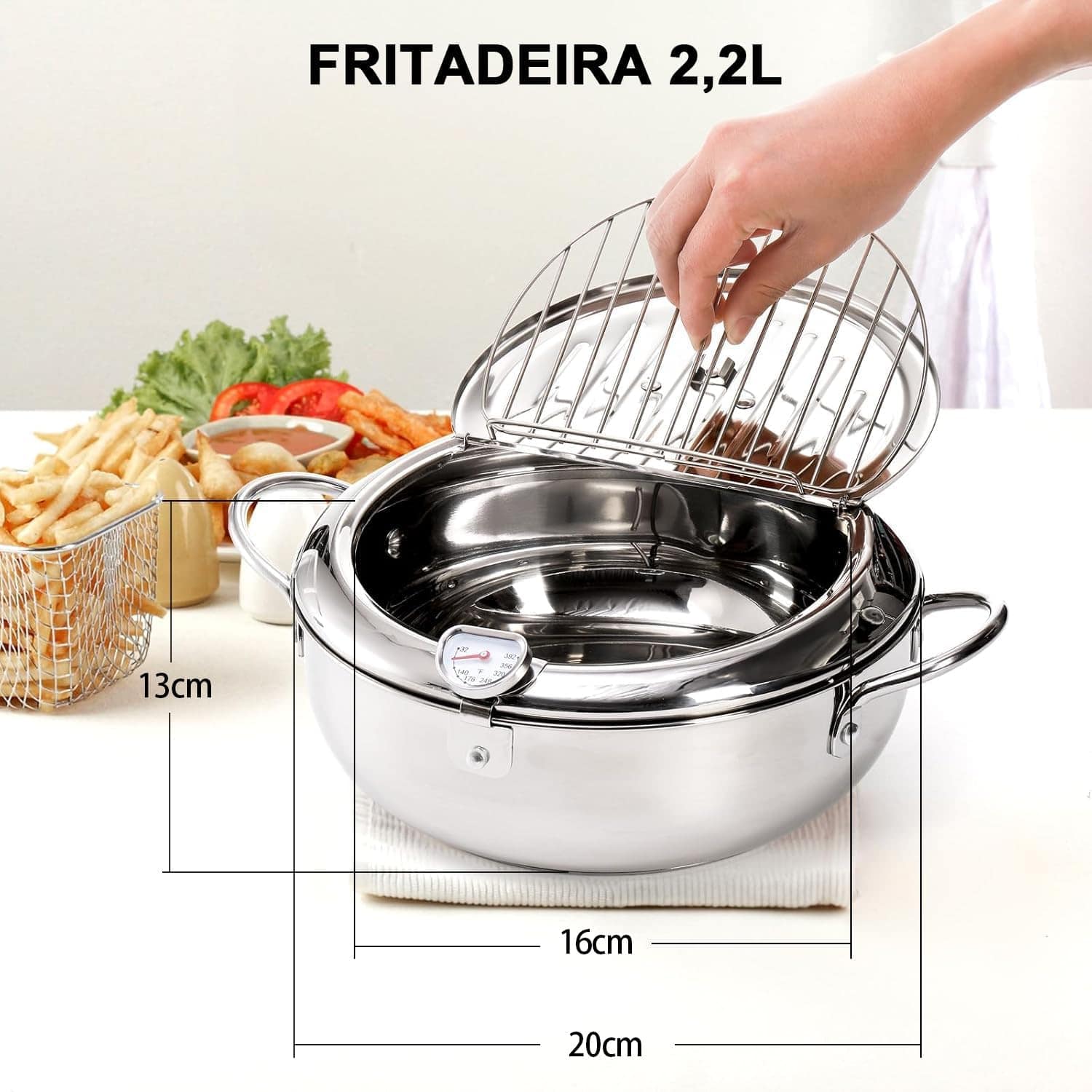 Fritadeira Oleo, Fritadeira Japonesa em Aço Inox, 20cm, 3.4L... | É bom mesmo? Descubra antes de comprar - Image 2