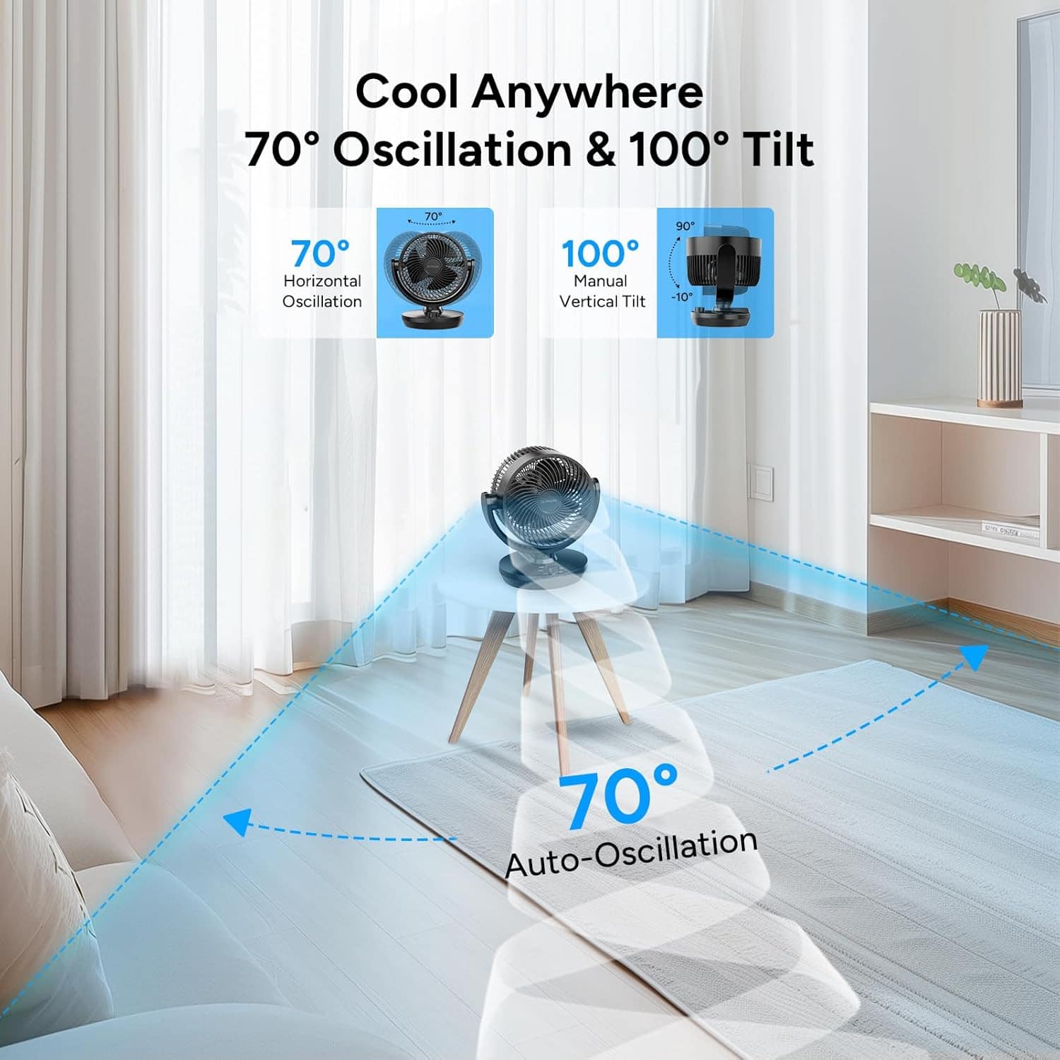 DR.PREPARE Ventilador de circulação de ar oscilante para qua... - Image 3