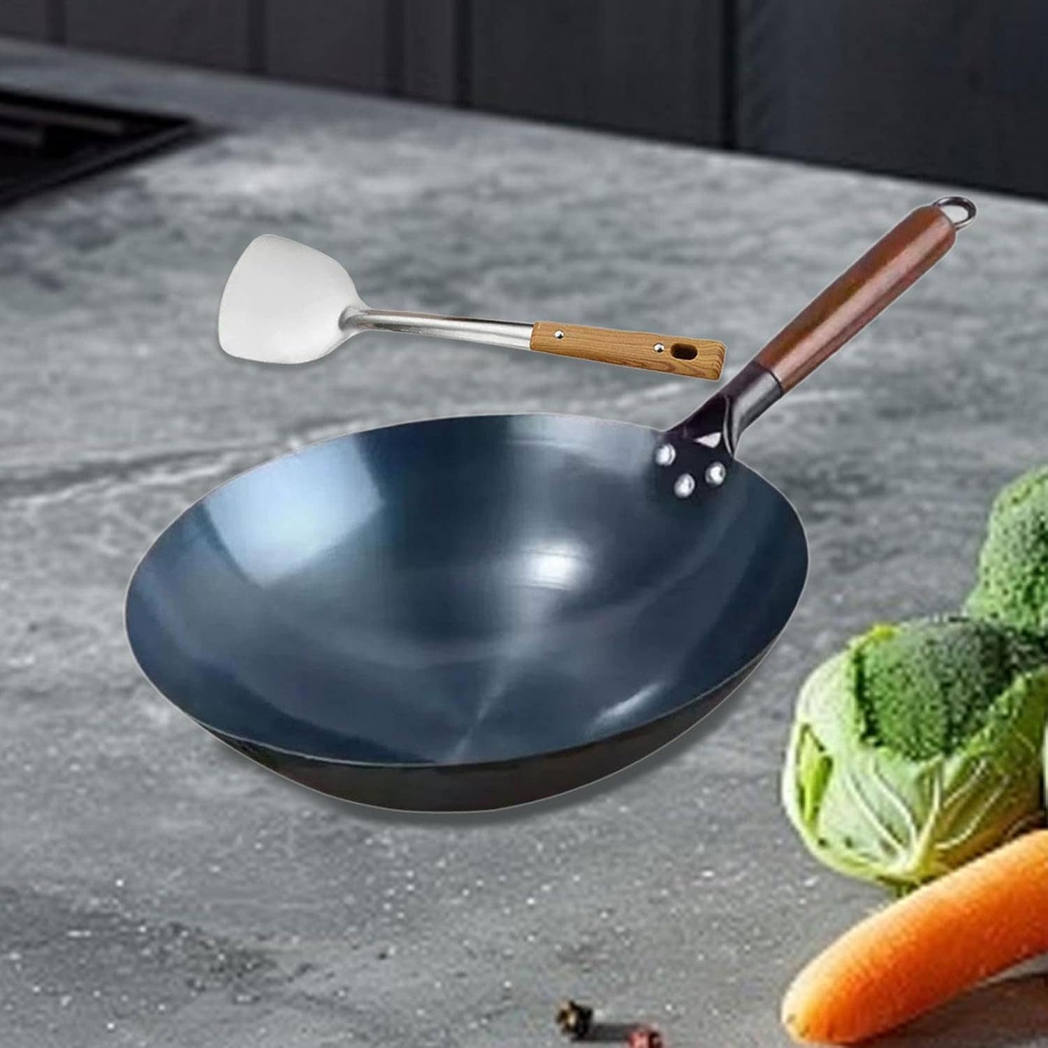 Generic Panela Wok Ferro Wok Gás Cozinhar Ferver Cozinhar Wo... - Image 4