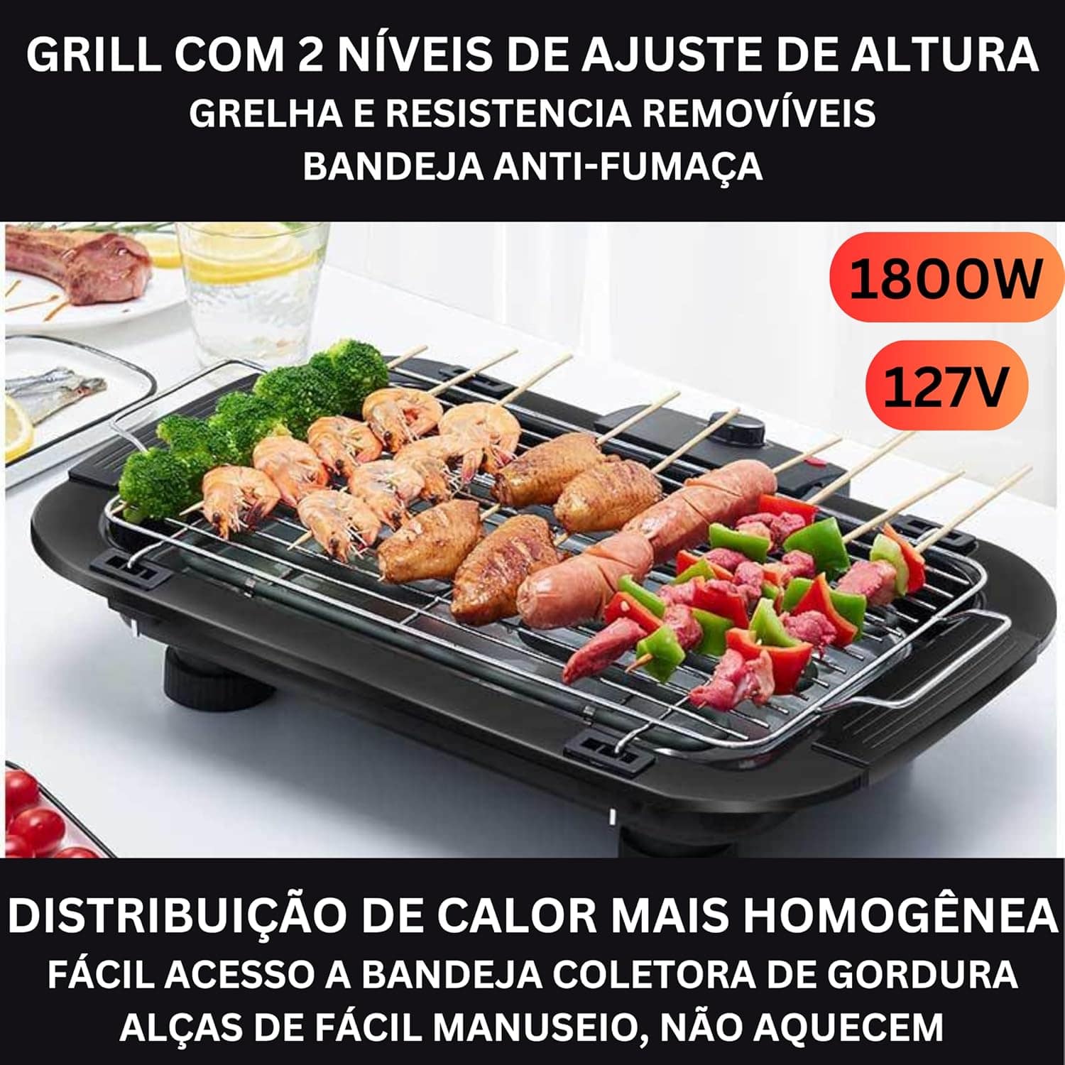 Churrasqueira Elétrica Portátil Apartamento De Mesa Sem Fuma... - Image 2