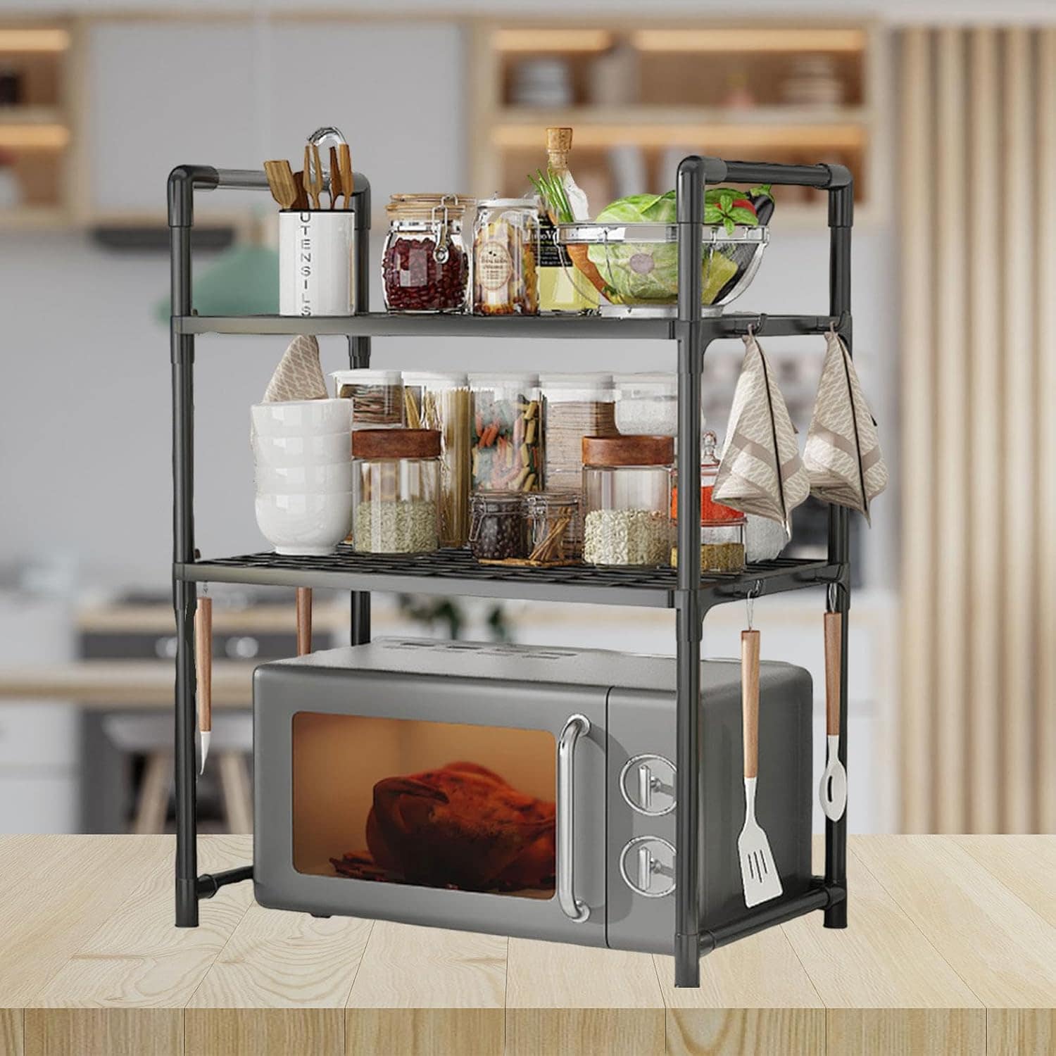 Prateleira organizadora de balcão para forno de micro-ondas,... - Image 7